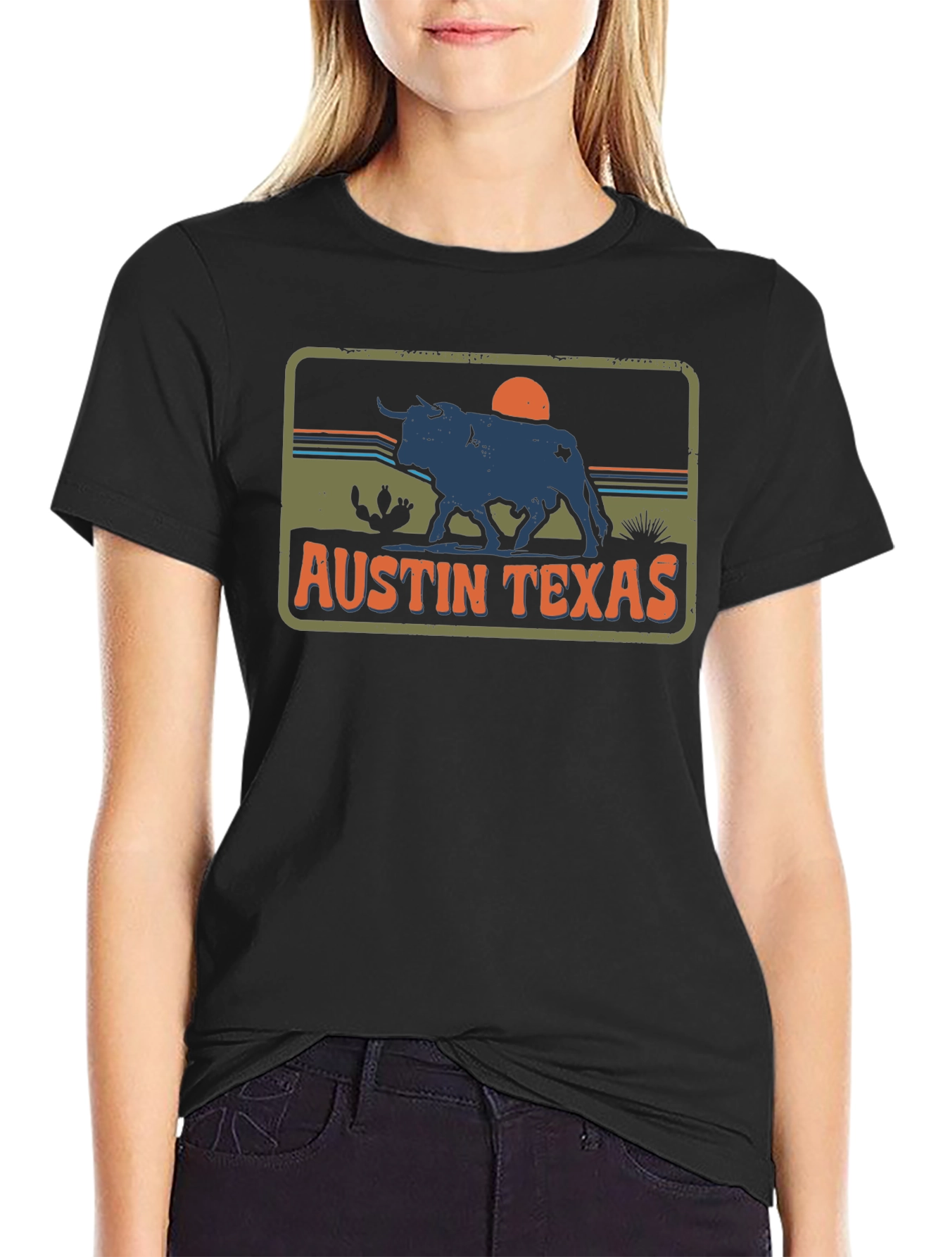 Austin Texas Bull Graphic Tee - Retro Style T-Shirt