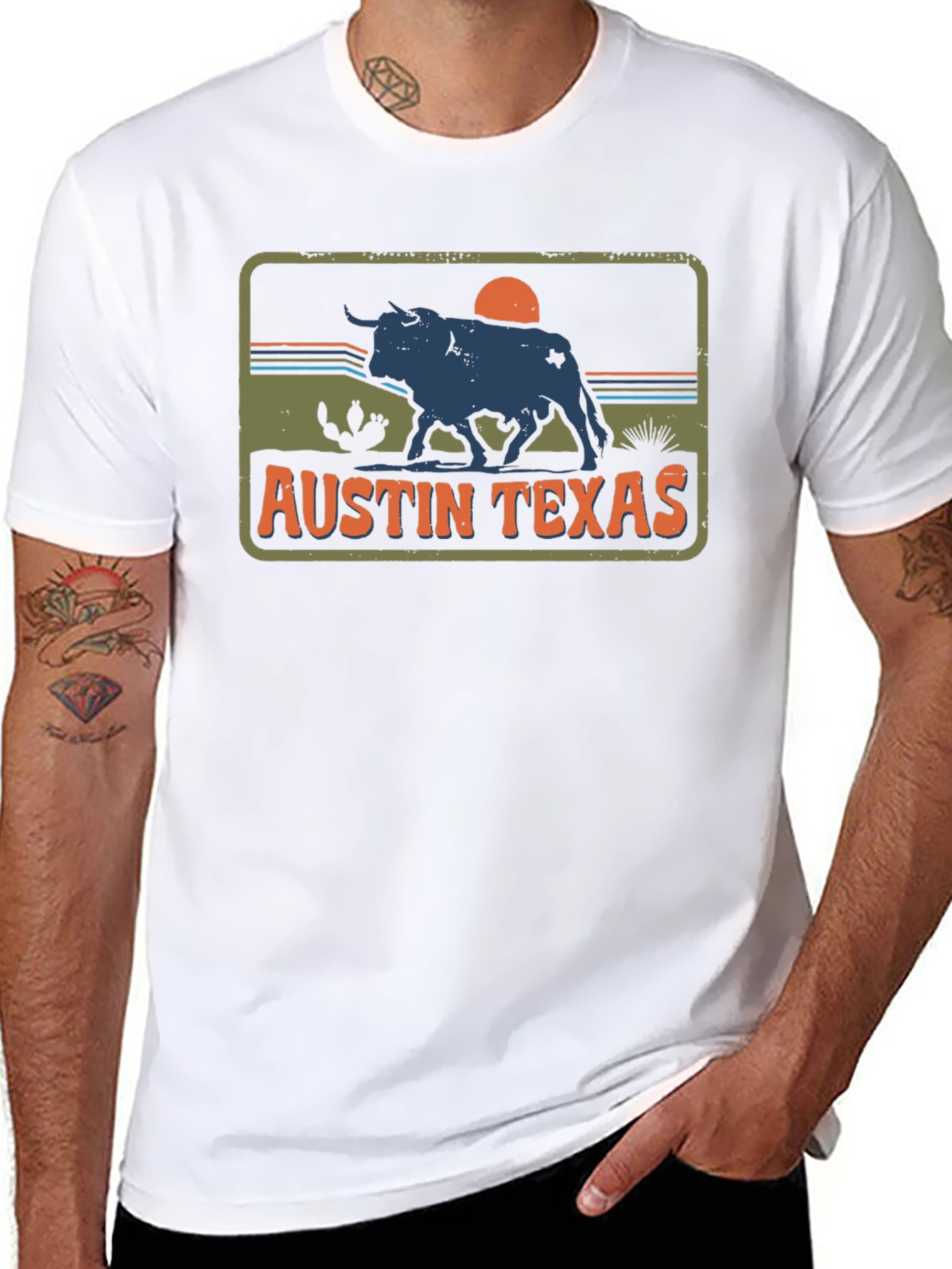 Austin Texas Bull Graphic Tee - Retro Style T-Shirt
