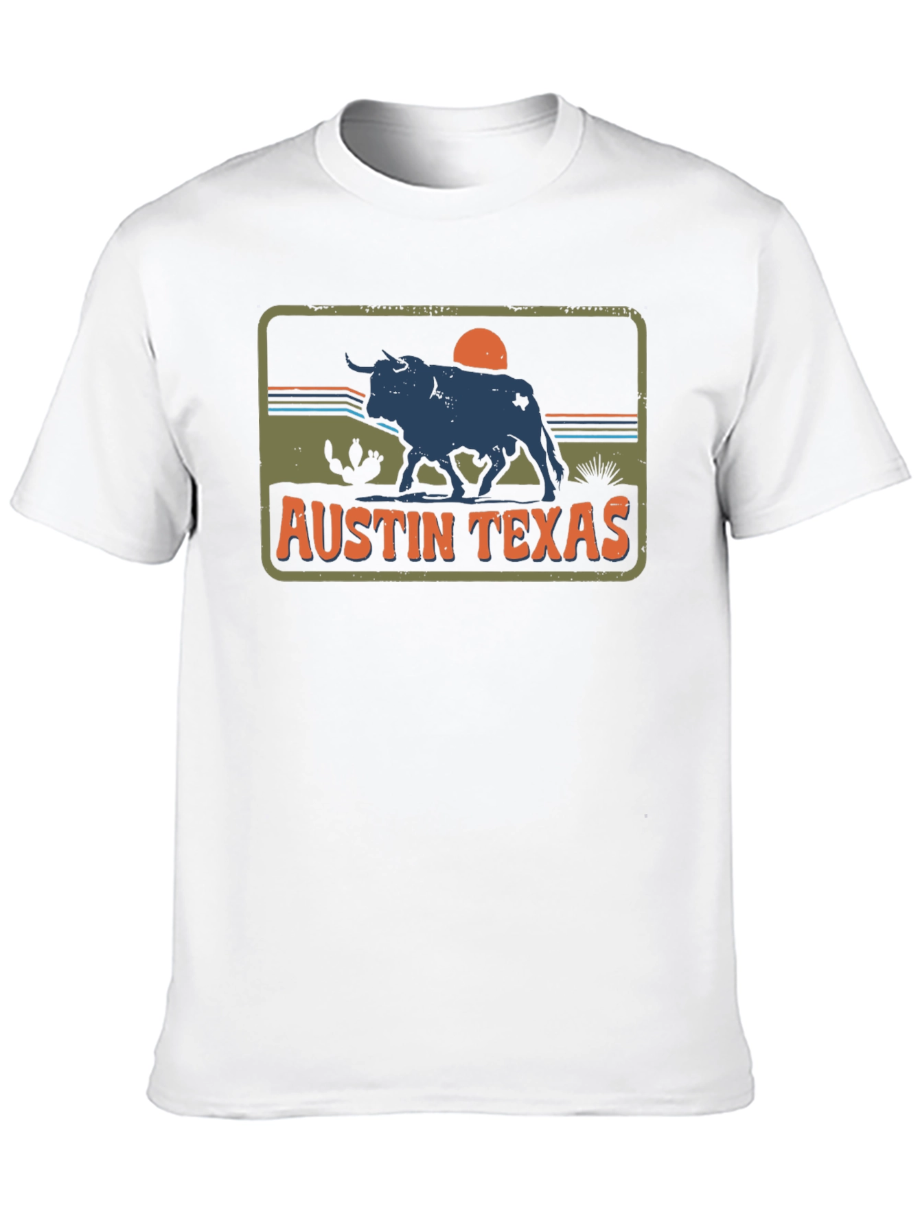 Austin Texas Bull Graphic Tee - Retro Style T-Shirt