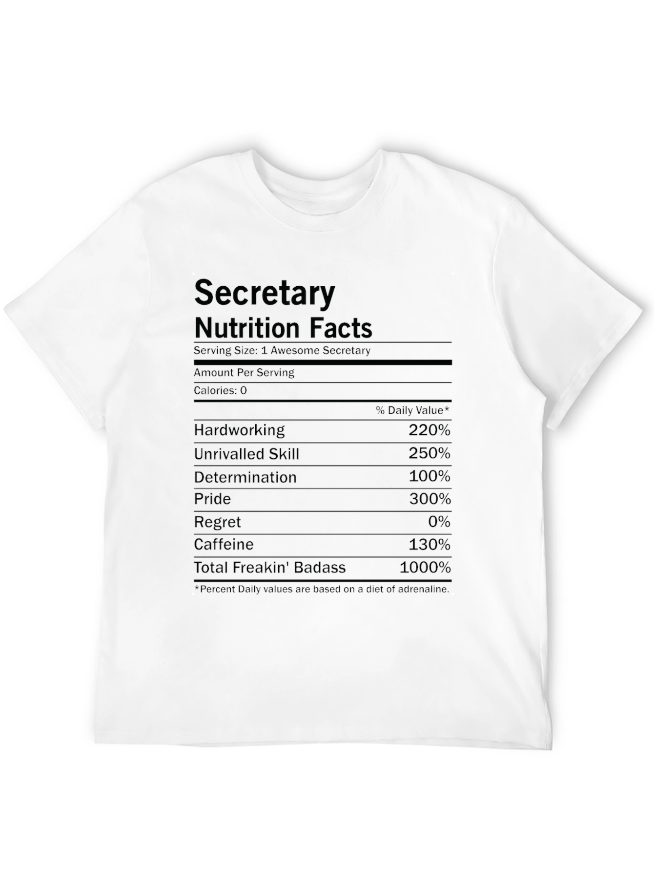 Secretary Nutrition Facts T-Shirt