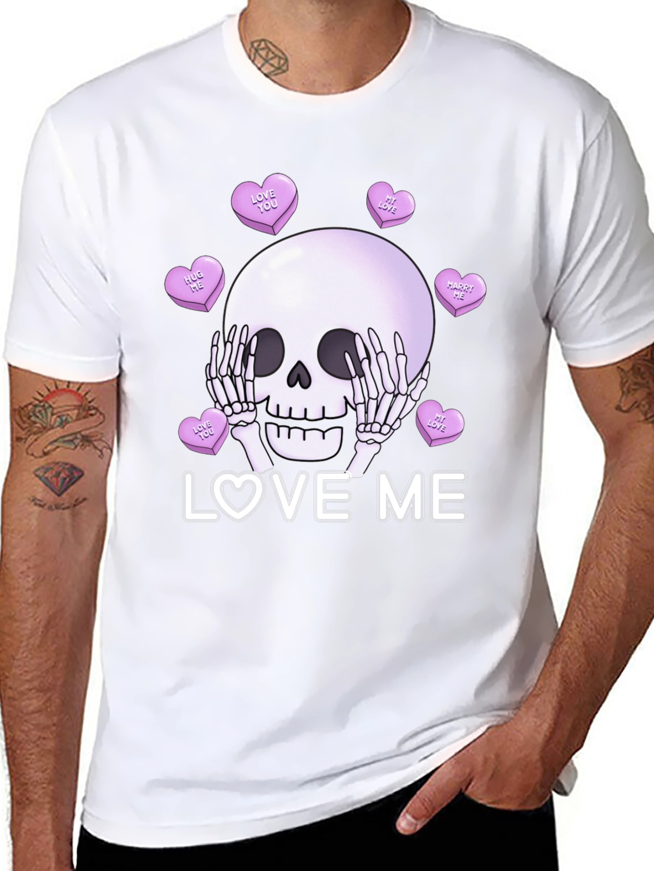 Love Me Skull Tee - Valentines Day Skeleton Shirt