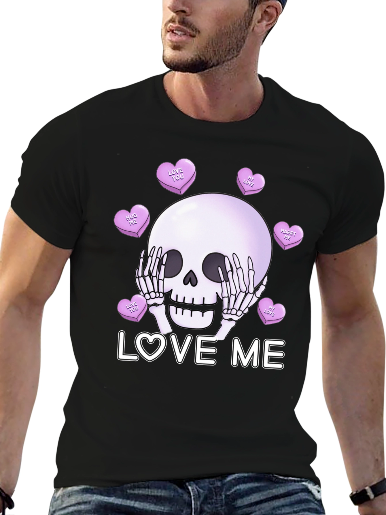 Love Me Skull Tee - Valentines Day Skeleton Shirt
