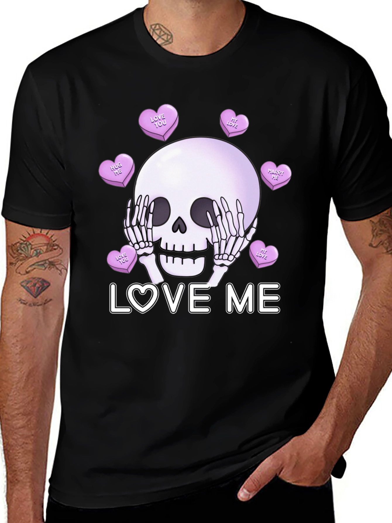 Love Me Skull Tee - Valentines Day Skeleton Shirt