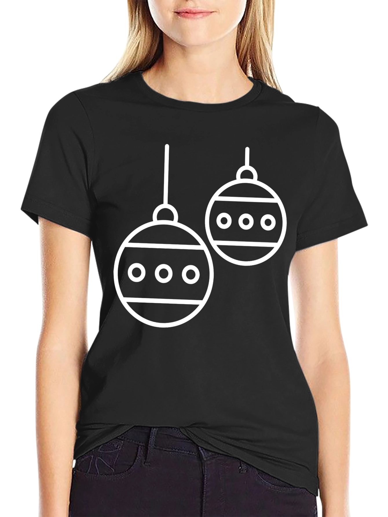 Festive Christmas Ornament T-Shirt - Black