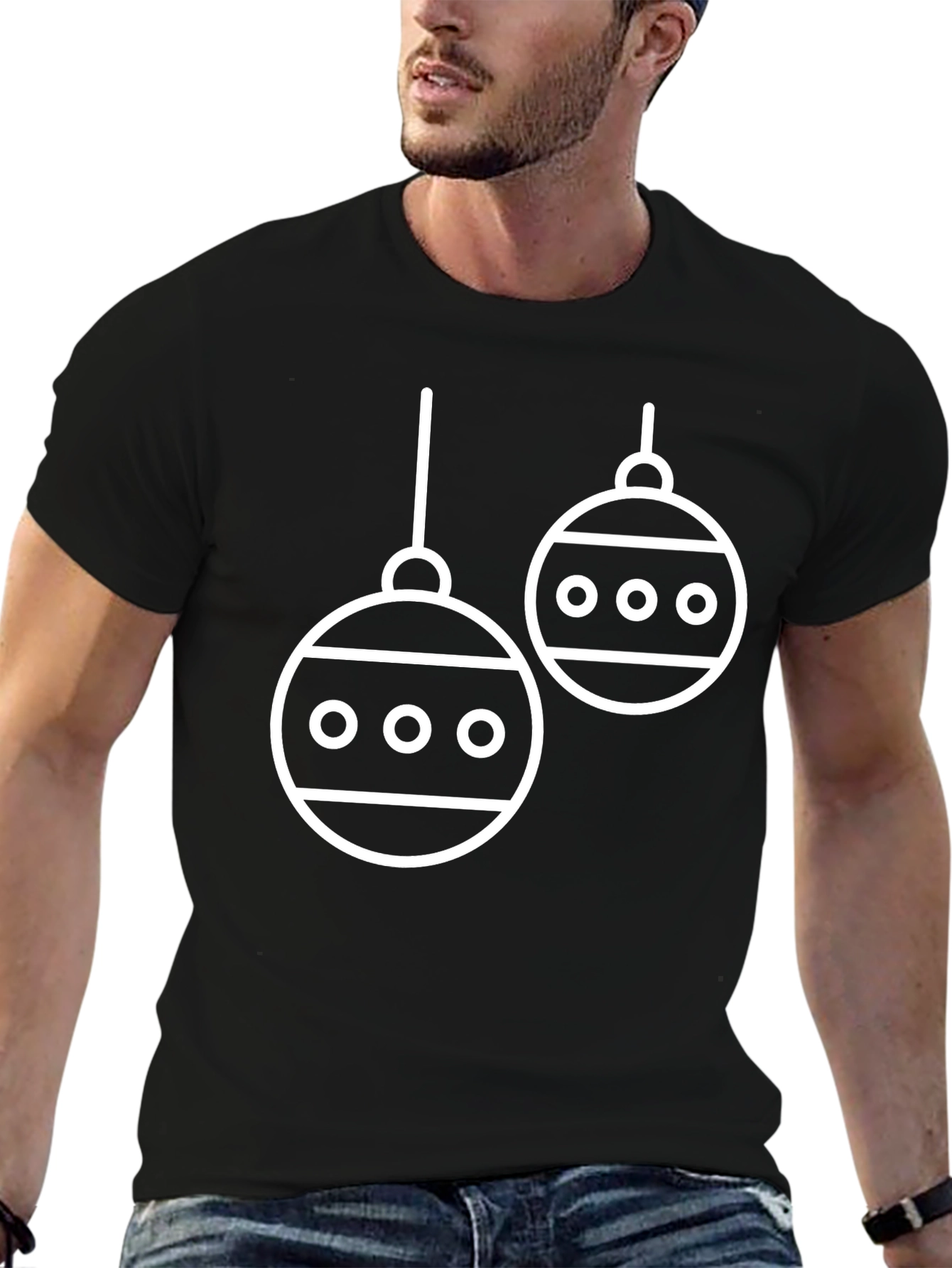 Festive Christmas Ornament T-Shirt - Black