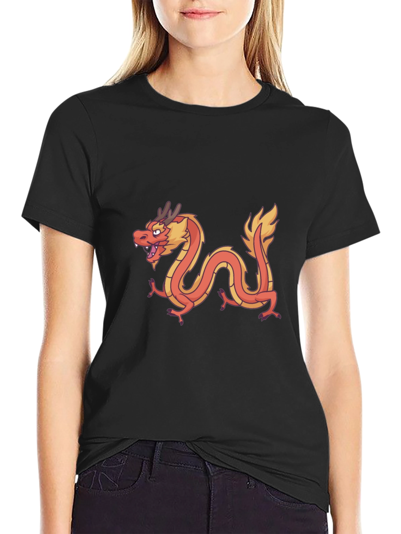 Dragon Graphic Tee - Black Casual T-Shirt