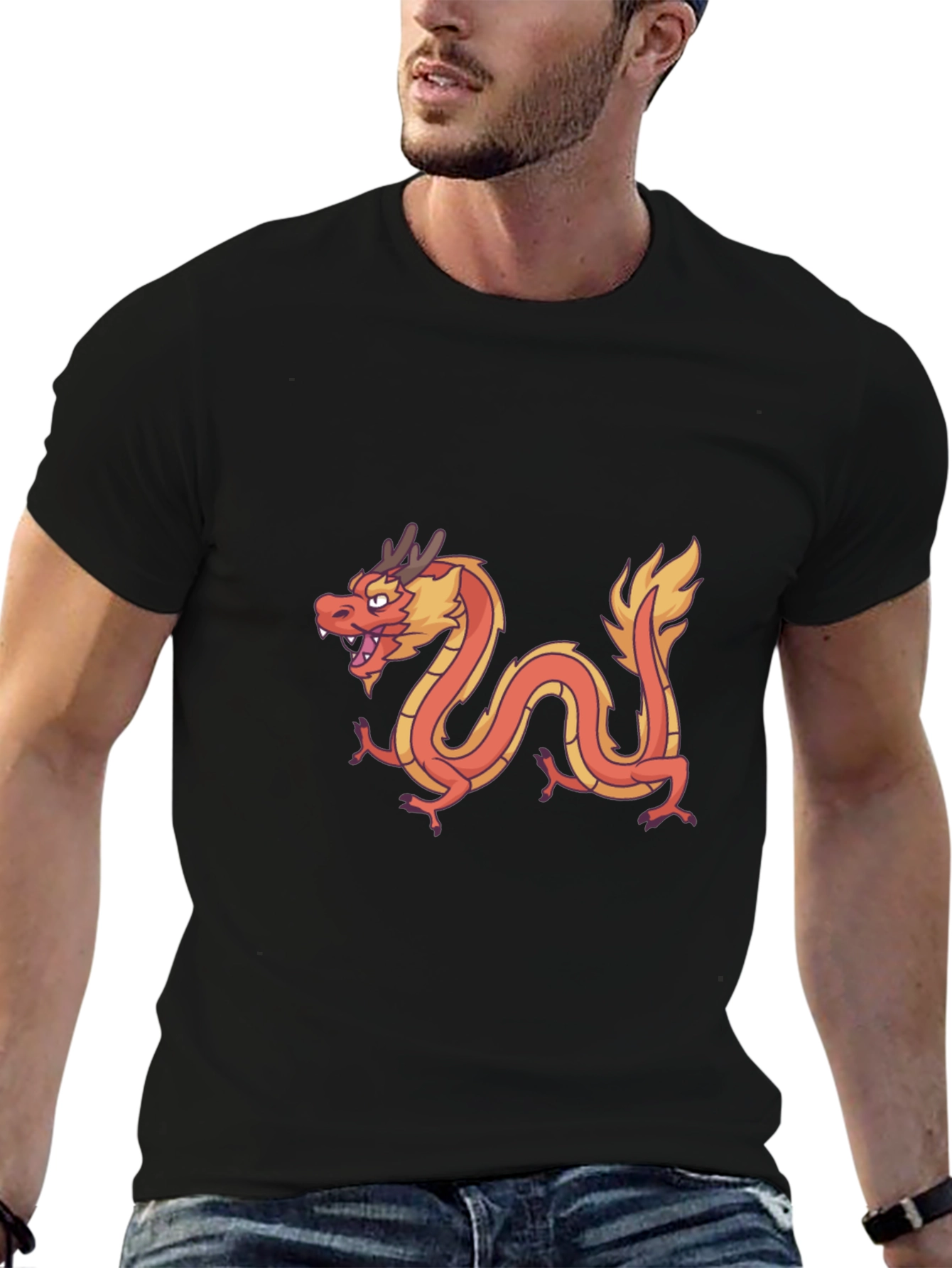 Dragon Graphic Tee - Black Casual T-Shirt