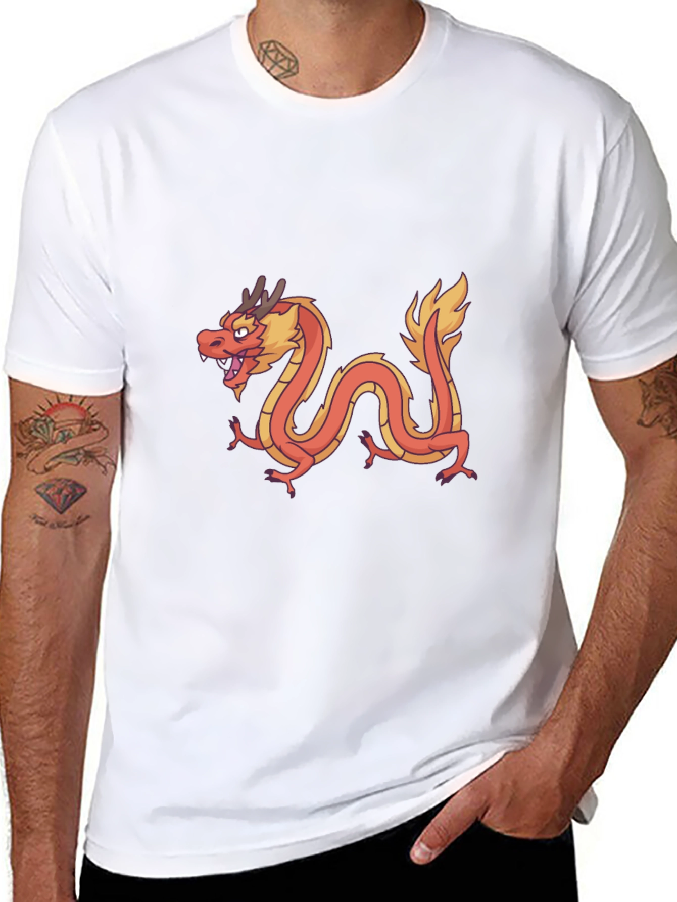 Dragon Graphic Tee - Black Casual T-Shirt