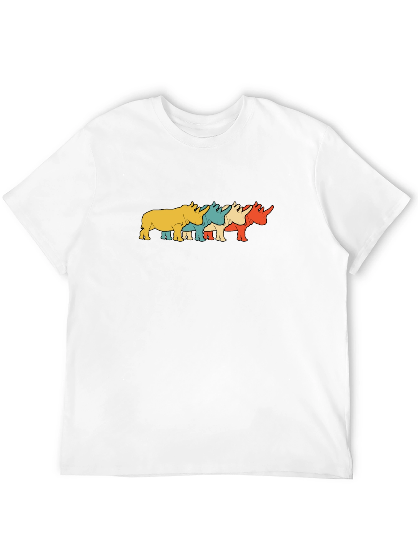 Retro Rhino Graphic Tee - Black Cotton T-Shirt