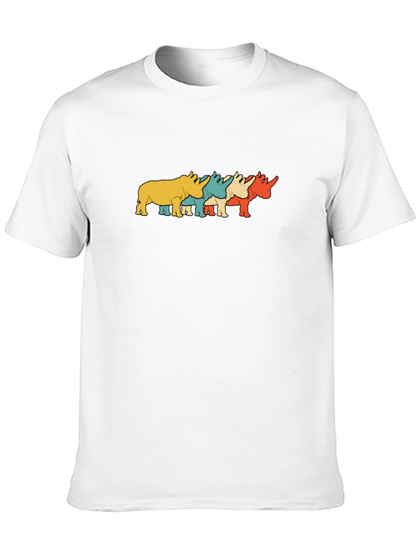 Retro Rhino Graphic Tee - Black Cotton T-Shirt