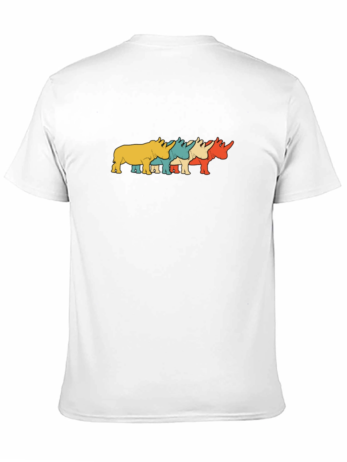 Retro Rhino Graphic Tee - Black Cotton T-Shirt