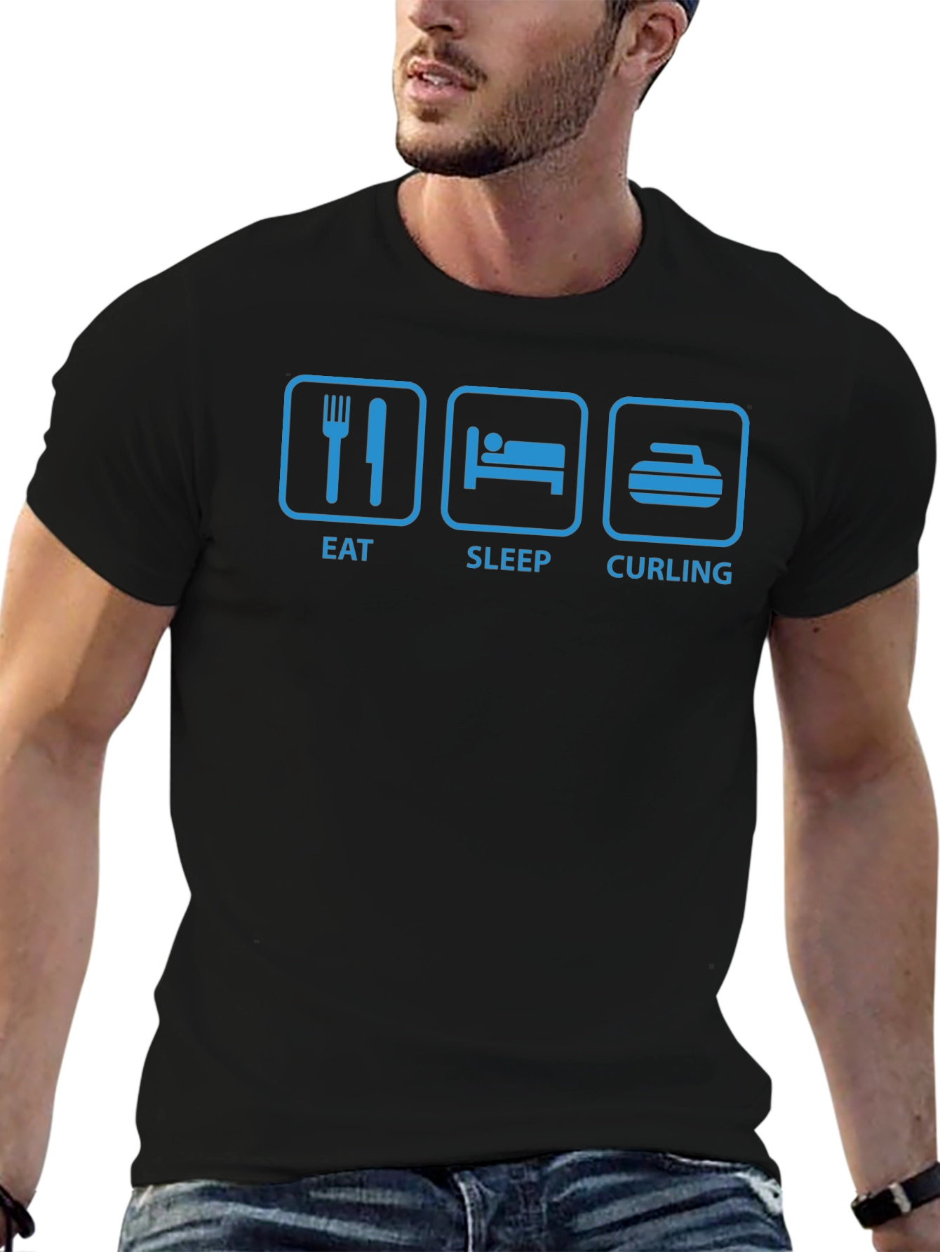 Eat Sleep Curling Graphic T-Shirt