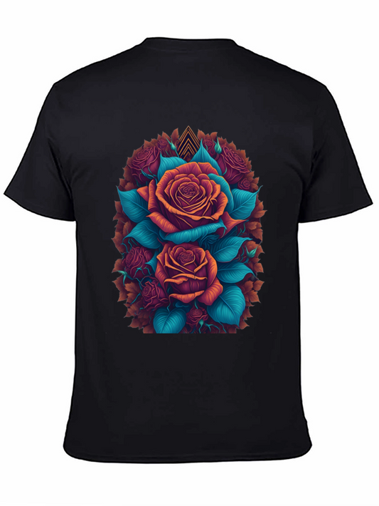 Floral Roses Graphic Tee - Bold Artistic Design