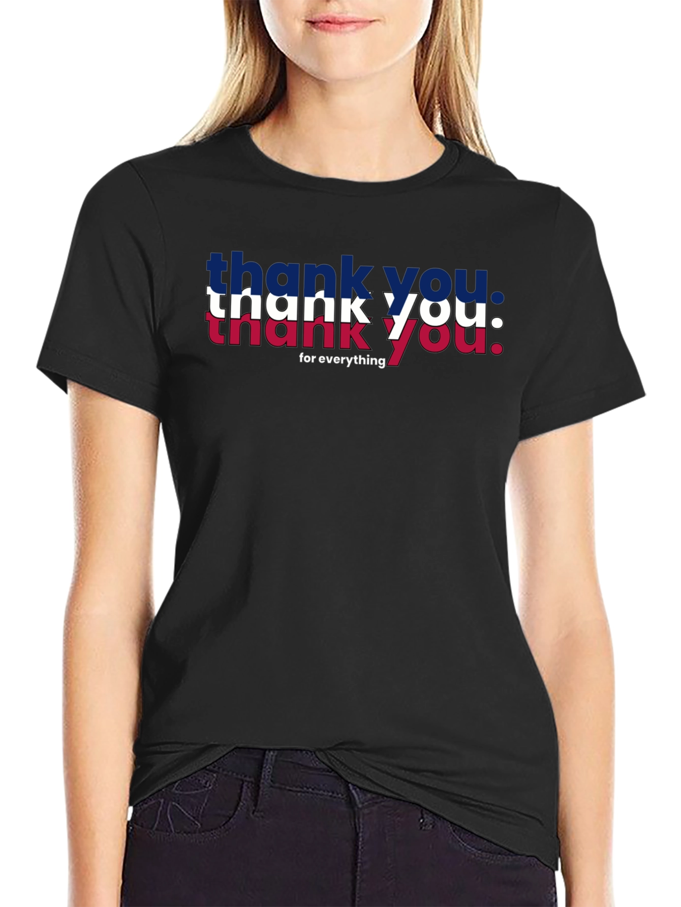 Patriotic Thank You Graphic Tee - Black