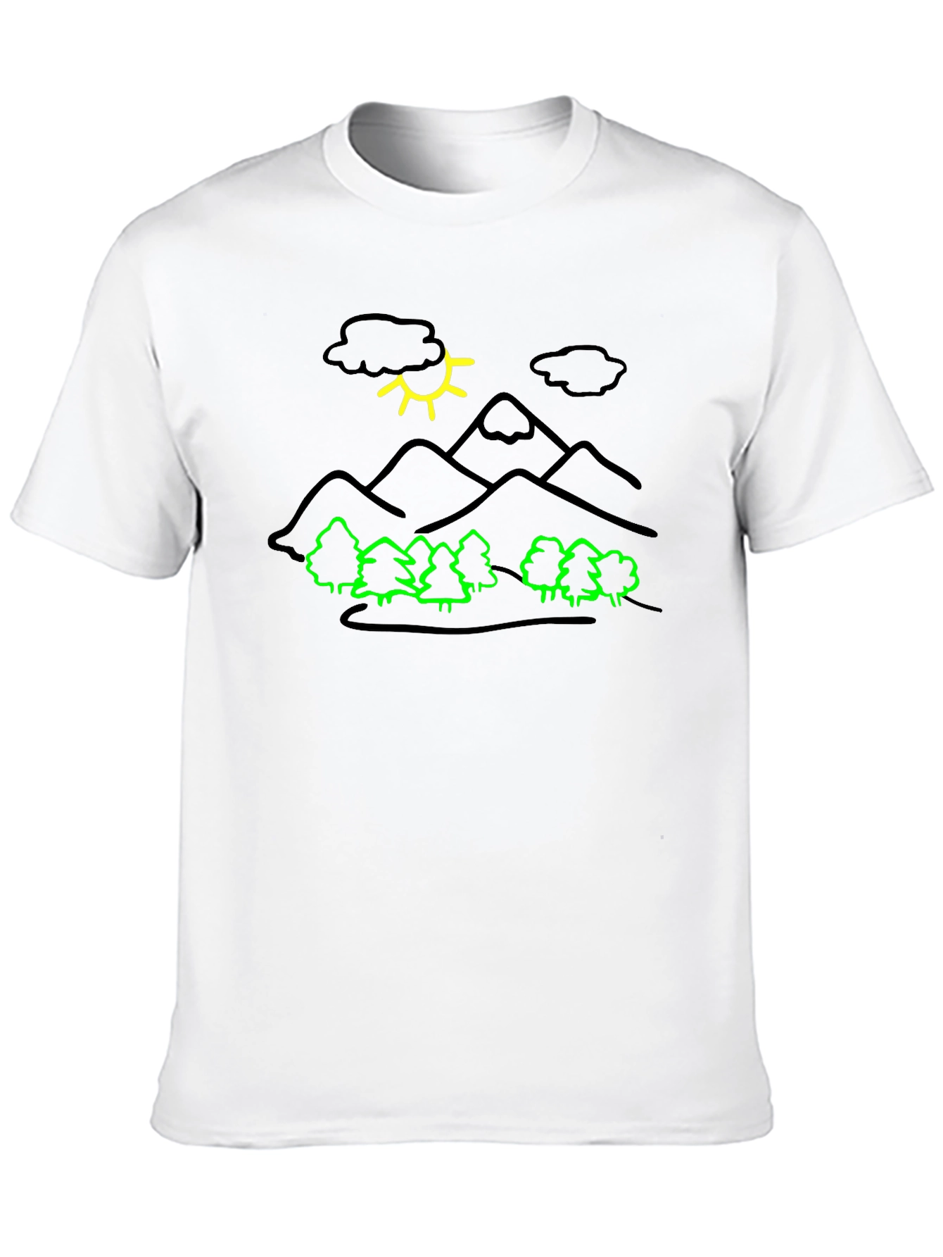 Mountain Scene Graphic Black T-Shirt