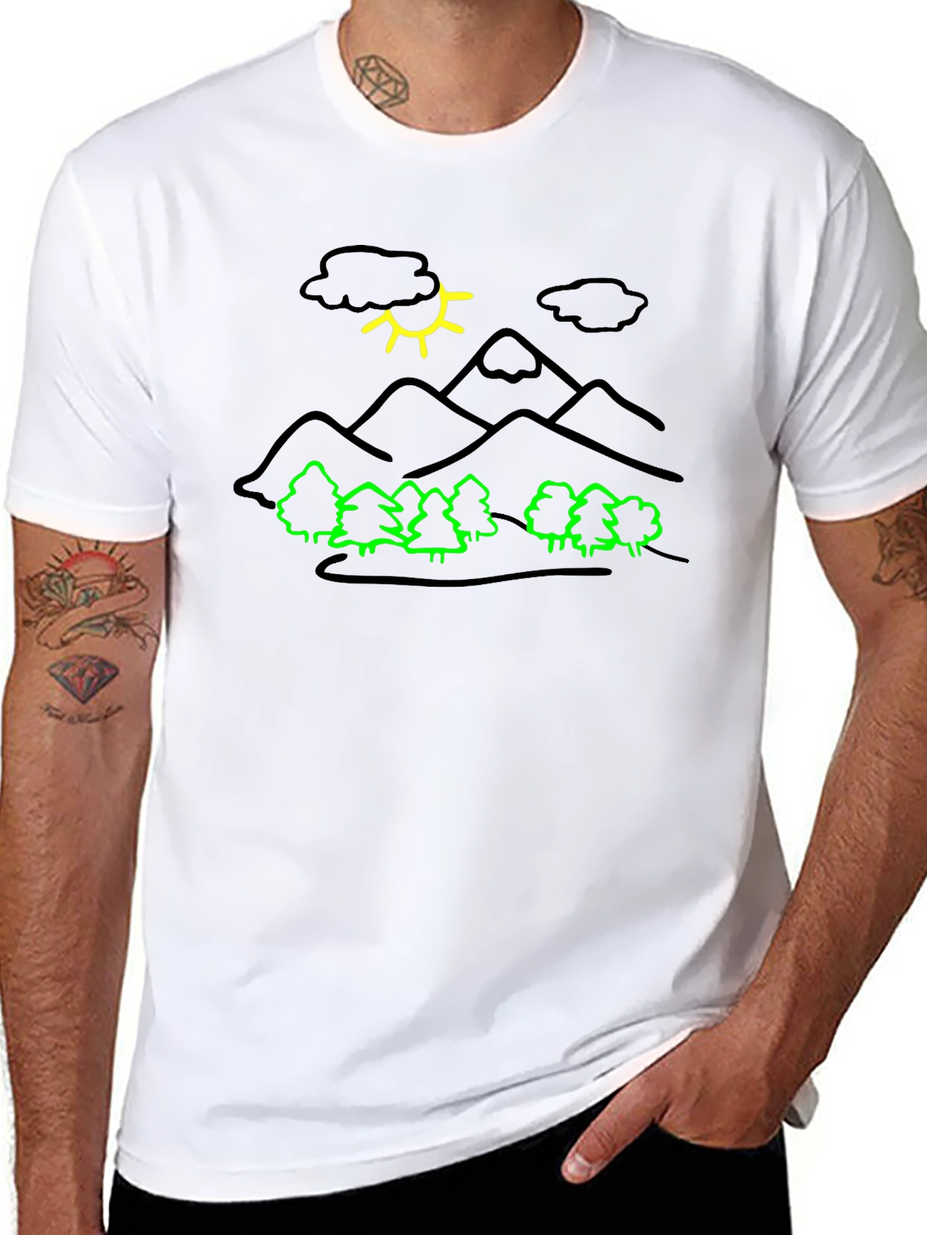 Mountain Scene Graphic Black T-Shirt