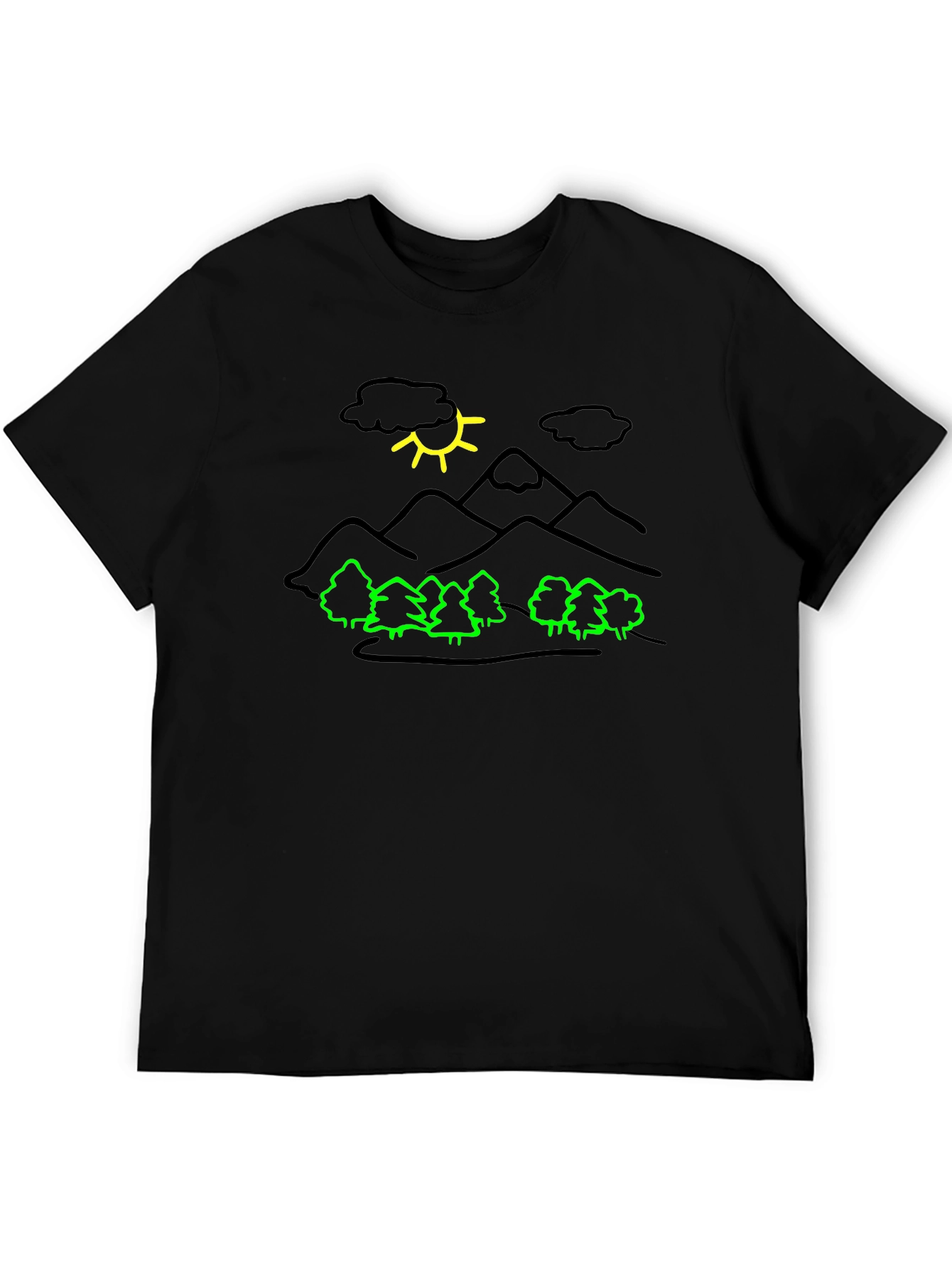 Mountain Scene Graphic Black T-Shirt