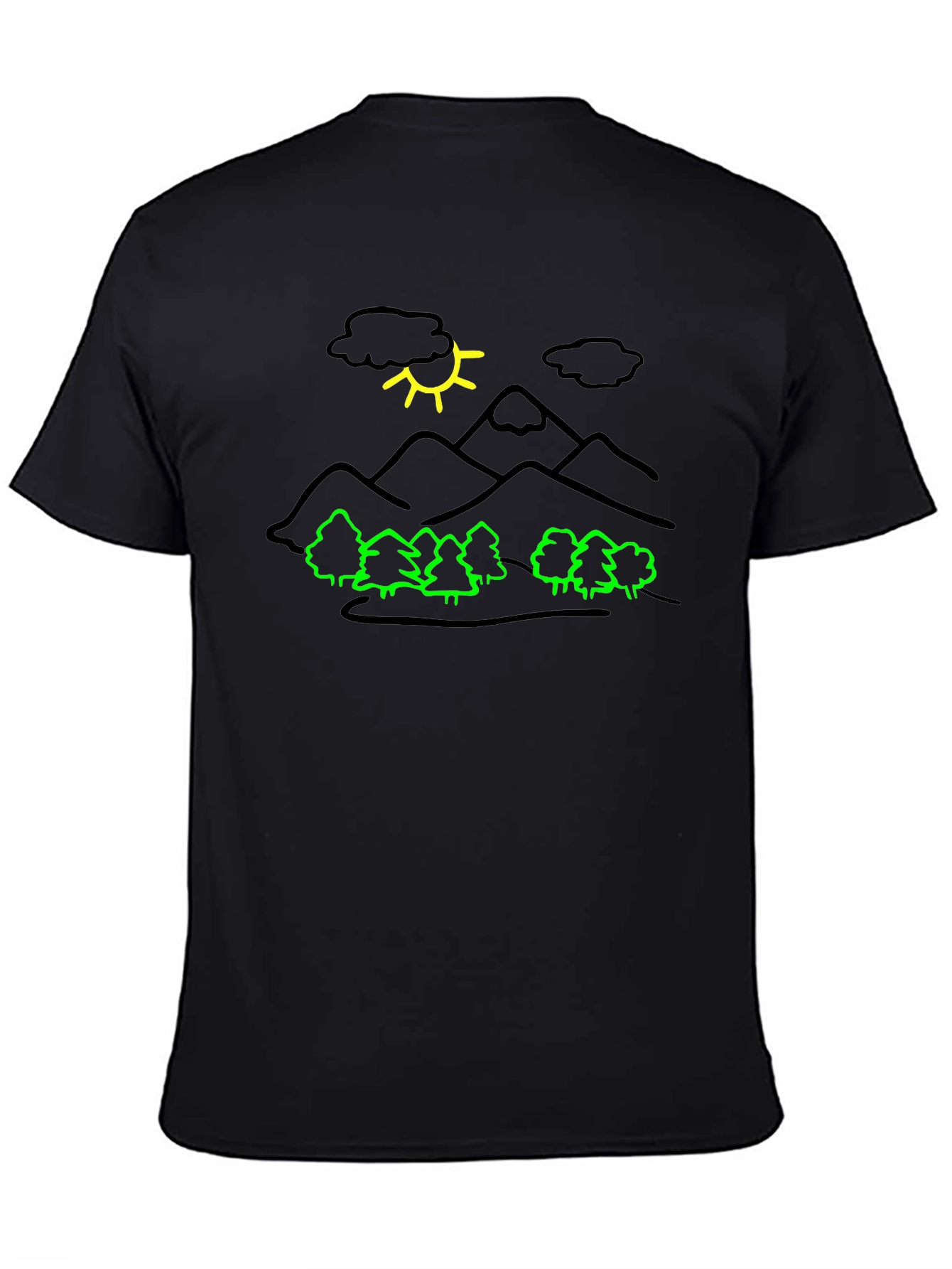 Mountain Scene Graphic Black T-Shirt