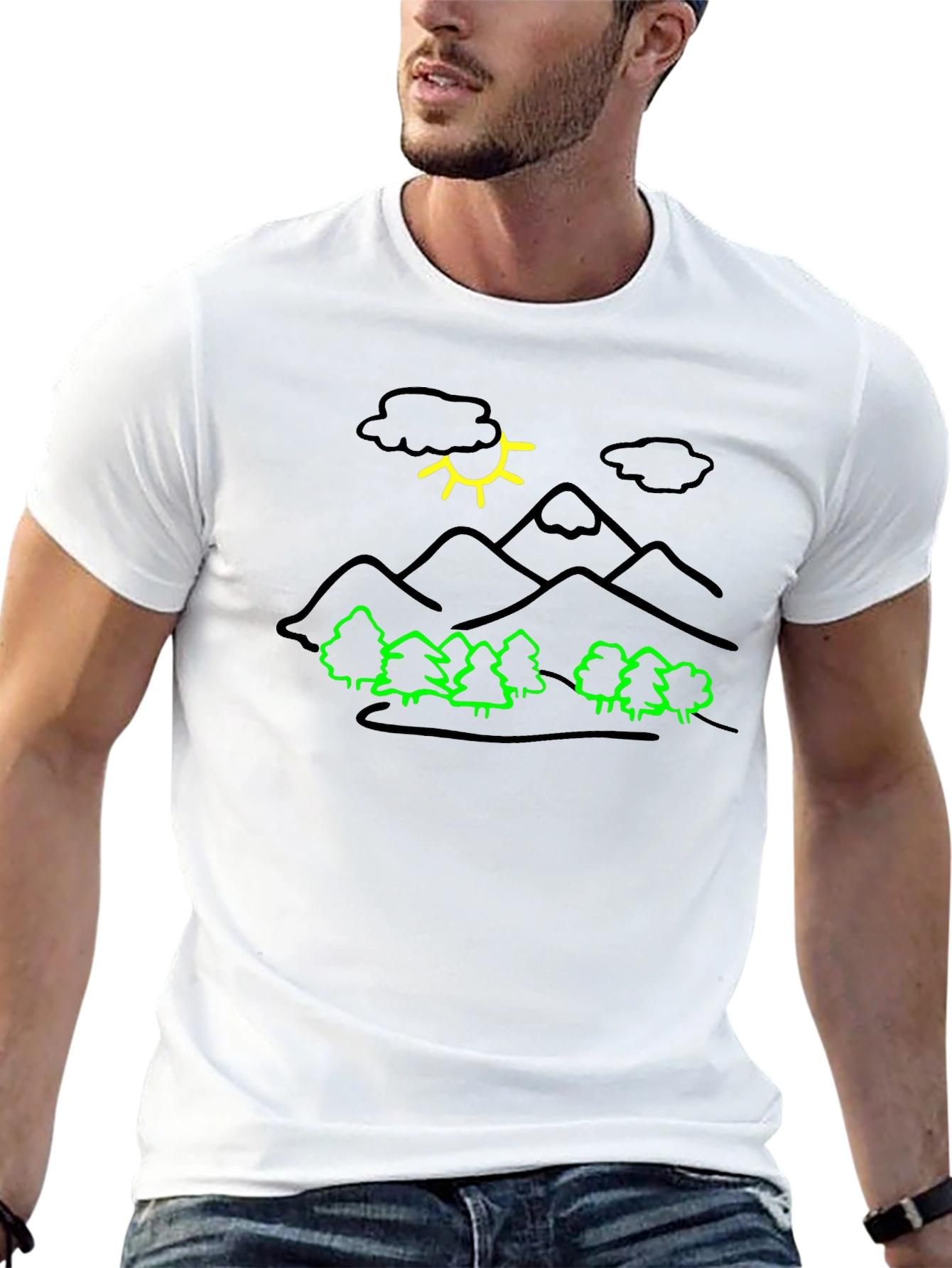 Mountain Scene Graphic Black T-Shirt