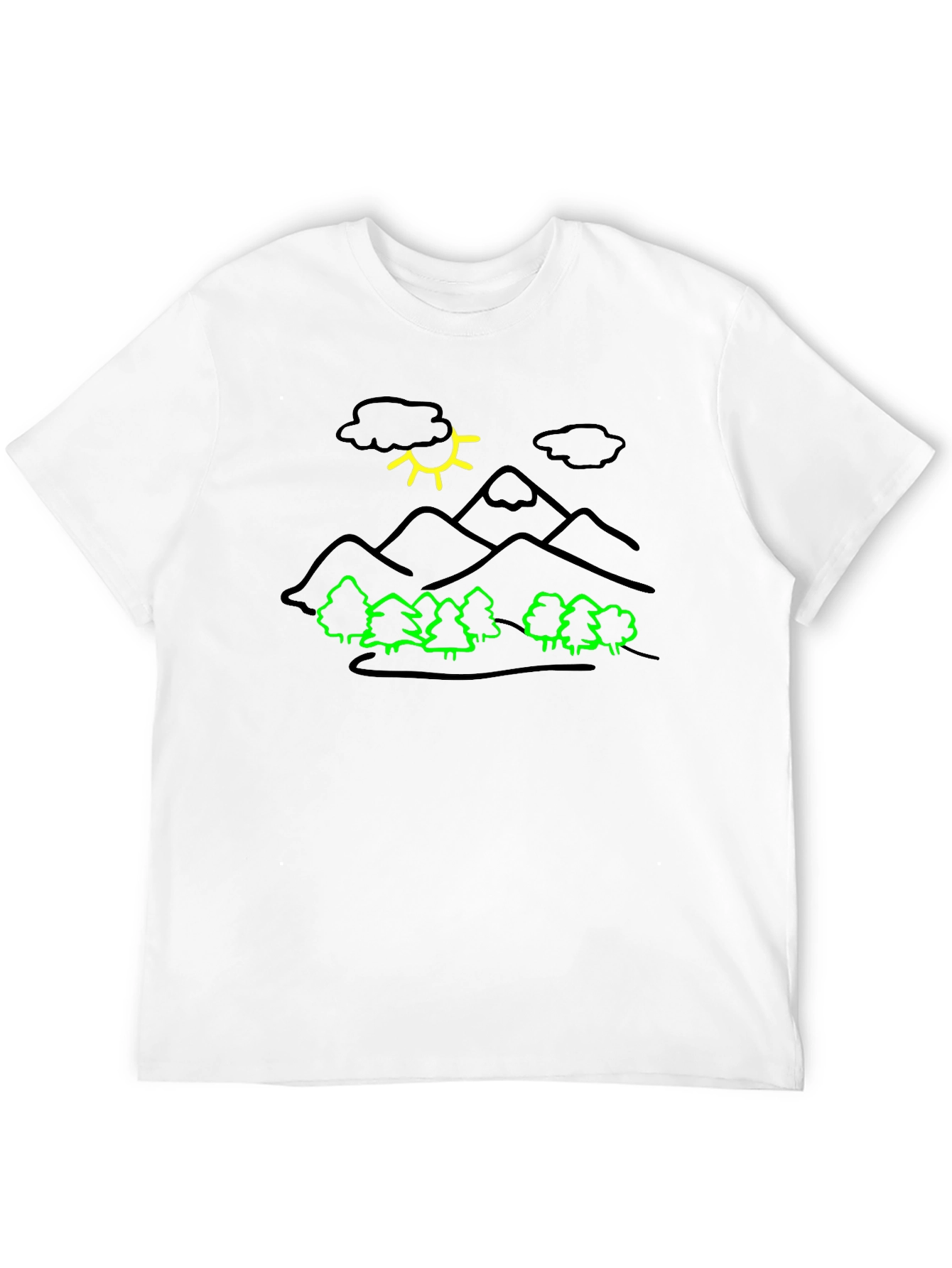 Mountain Scene Graphic Black T-Shirt