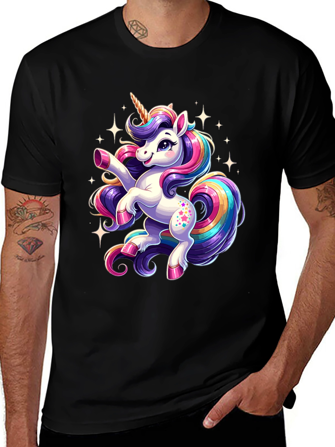 Magical Unicorn Graphic Tee - Black