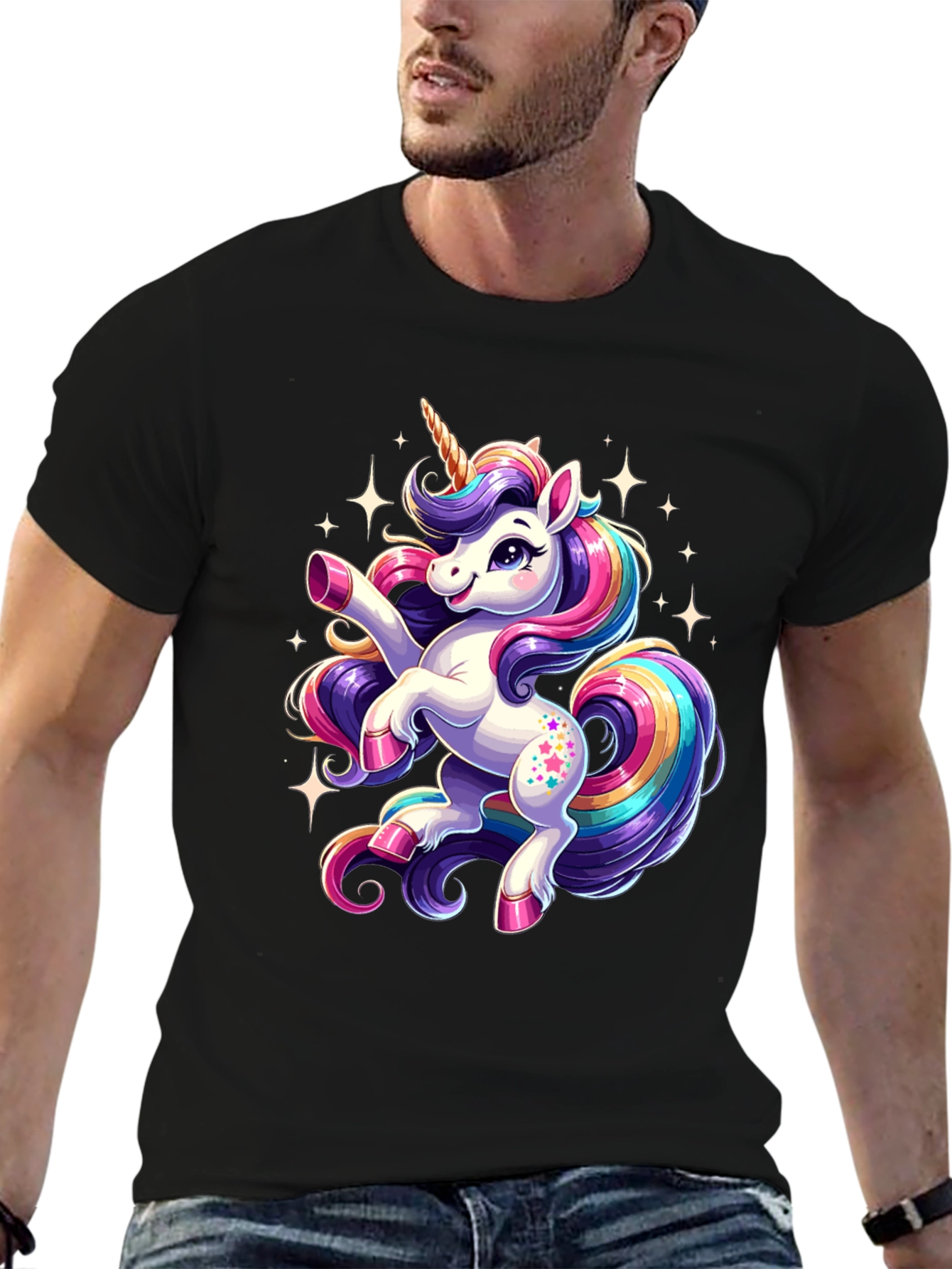 Magical Unicorn Graphic Tee - Black