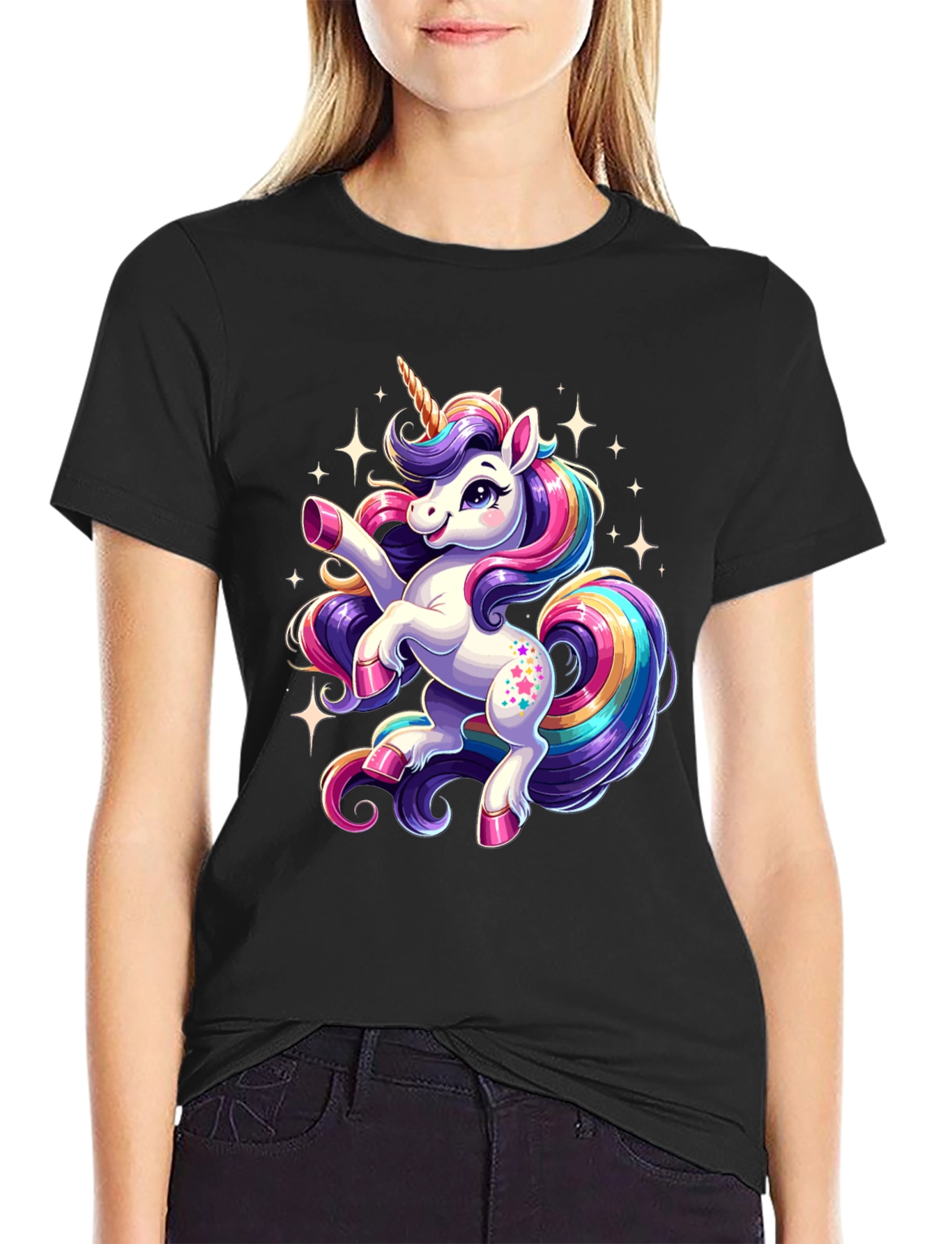 Magical Unicorn Graphic Tee - Black