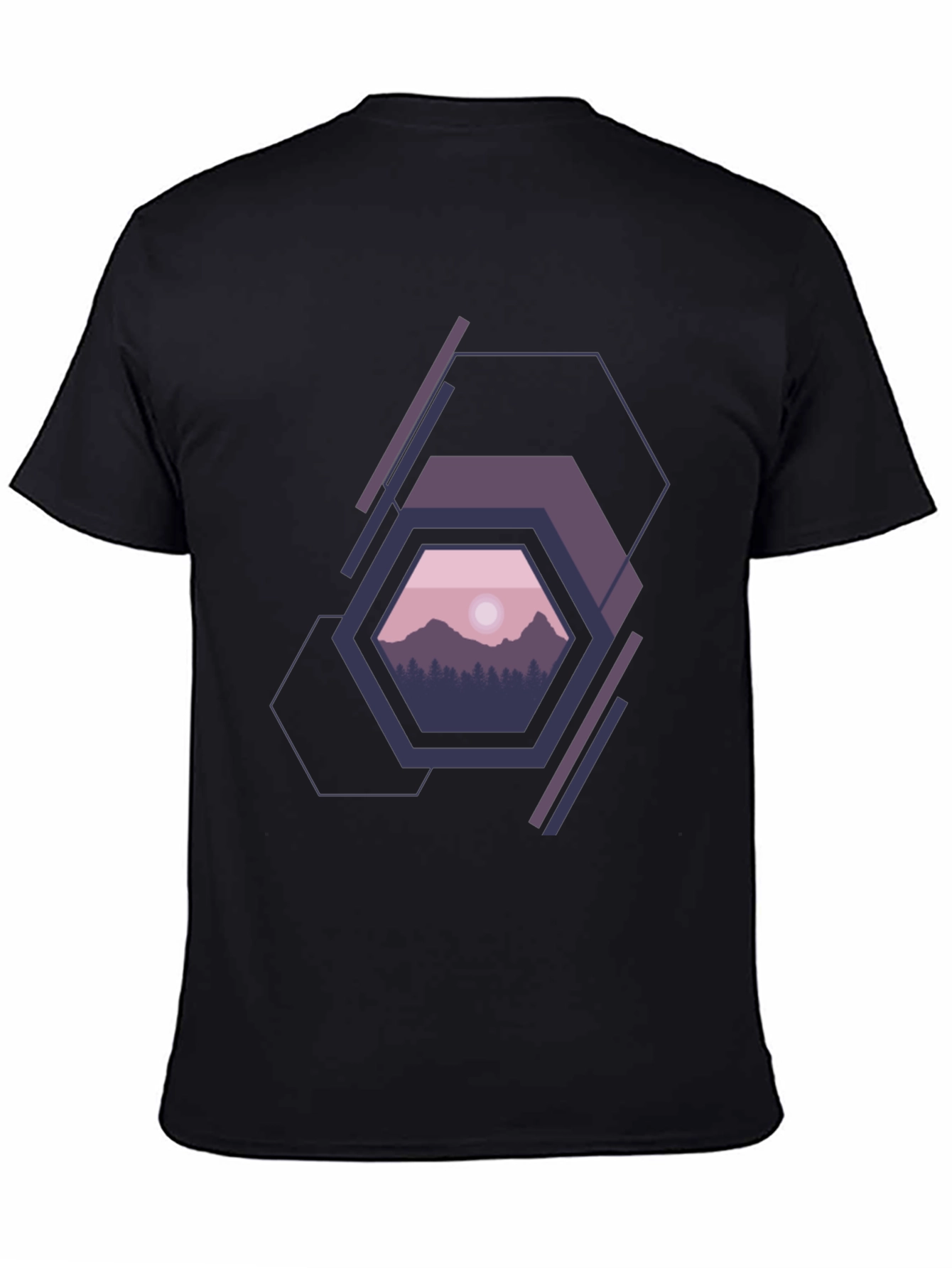 Geometric Mountainscape Graphic Tee - Modern Style
