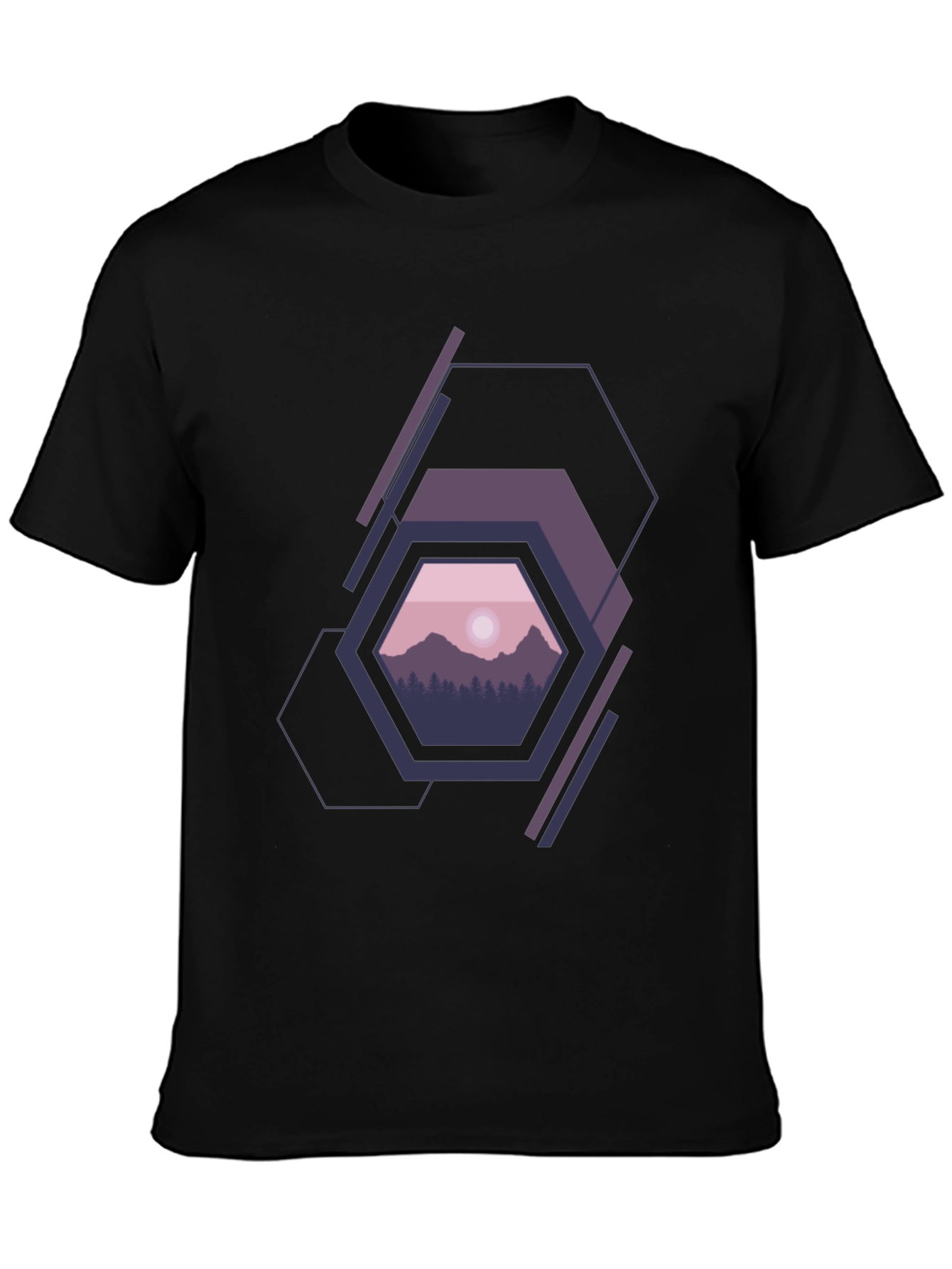 Geometric Mountainscape Graphic Tee - Modern Style