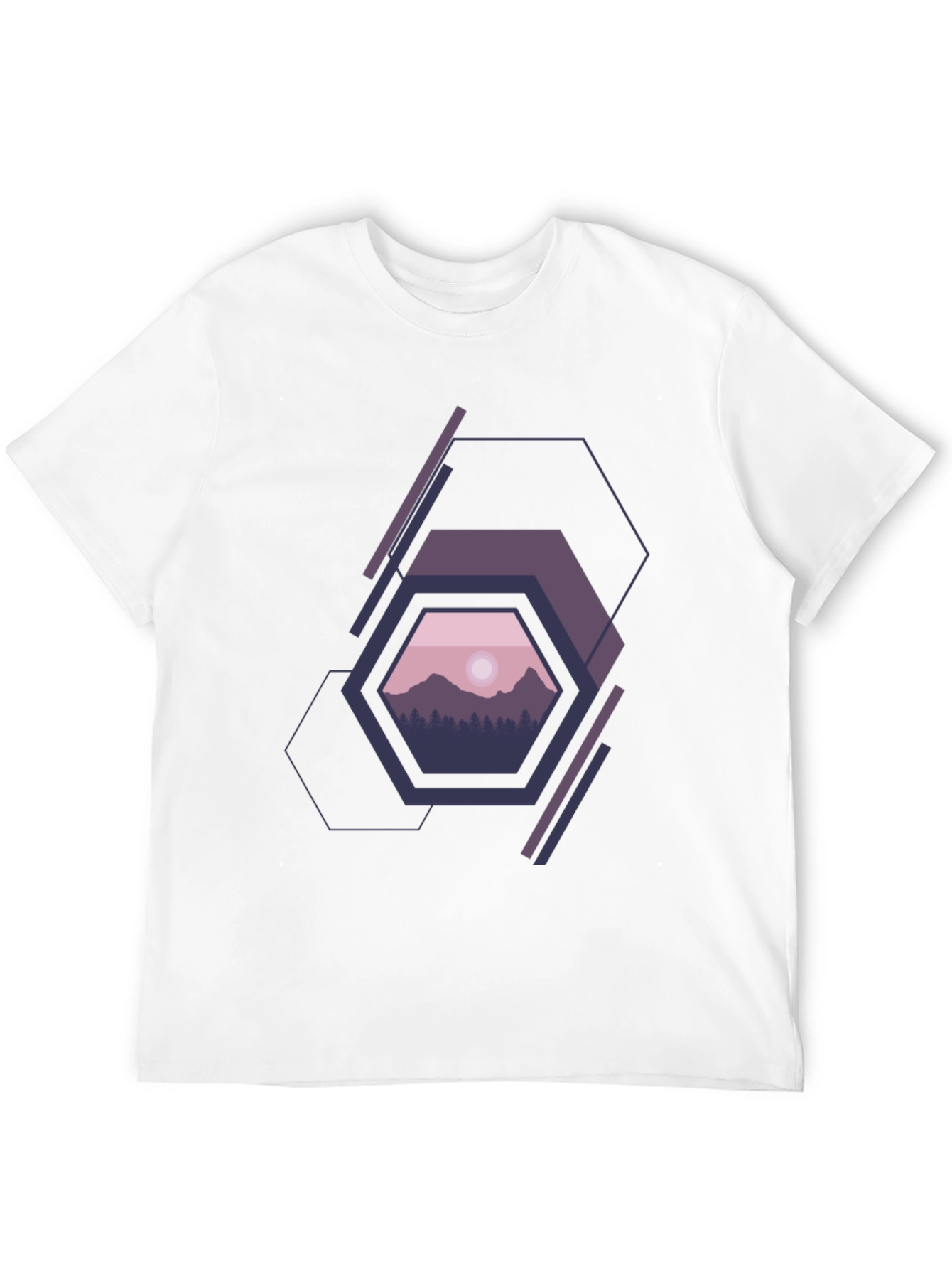 Geometric Mountainscape Graphic Tee - Modern Style