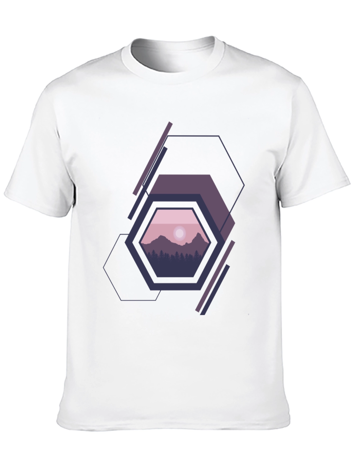 Geometric Mountainscape Graphic Tee - Modern Style