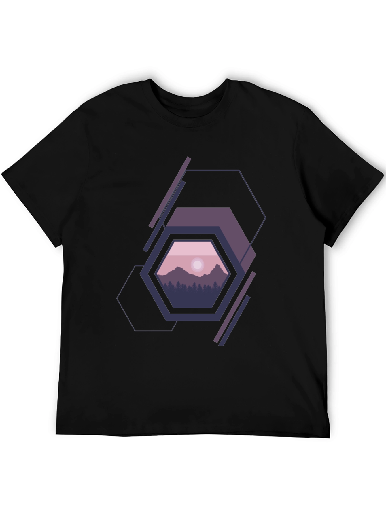 Geometric Mountainscape Graphic Tee - Modern Style