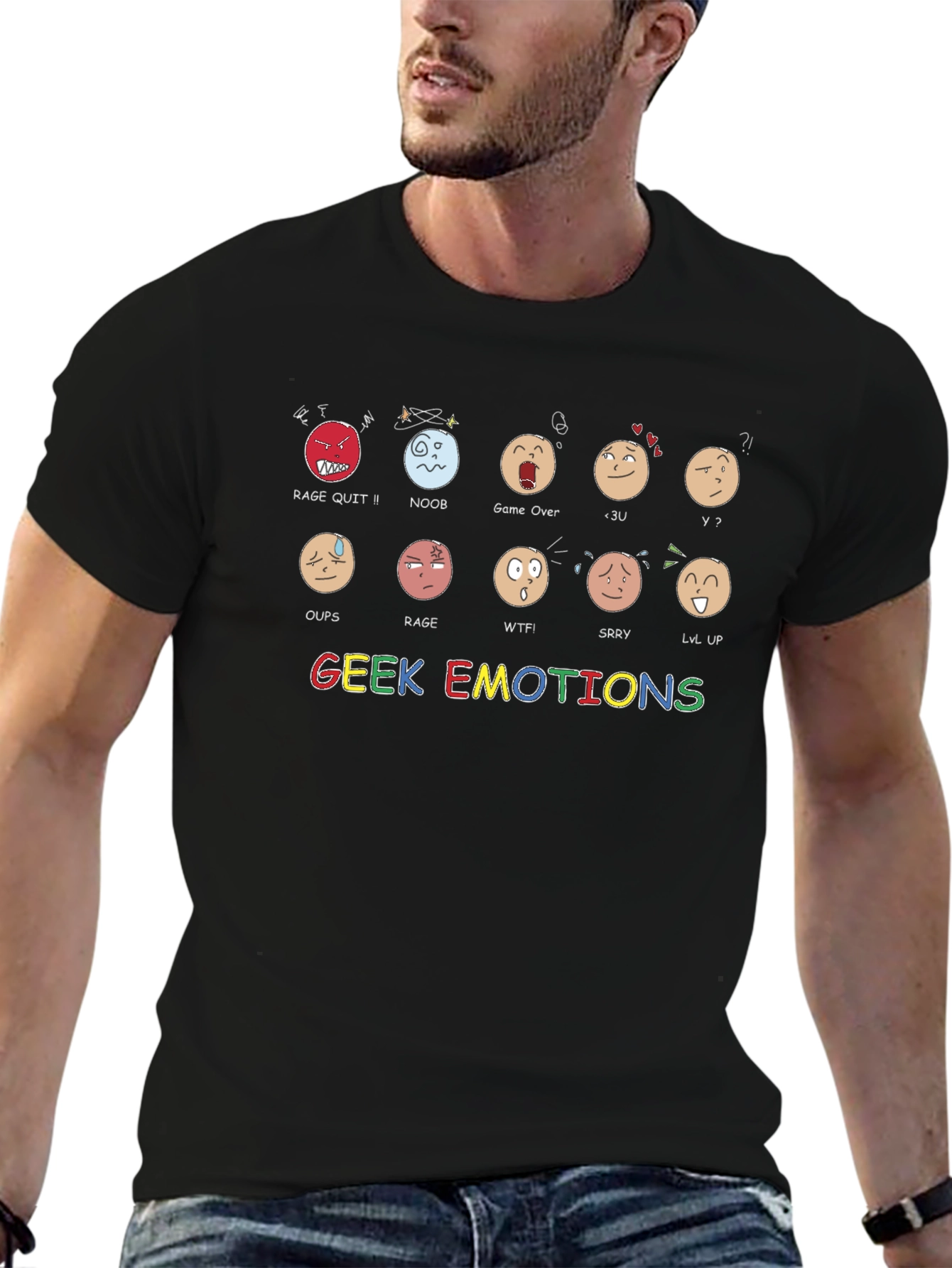 Geek Emotions Graphic T-Shirt - Gamer Expressions