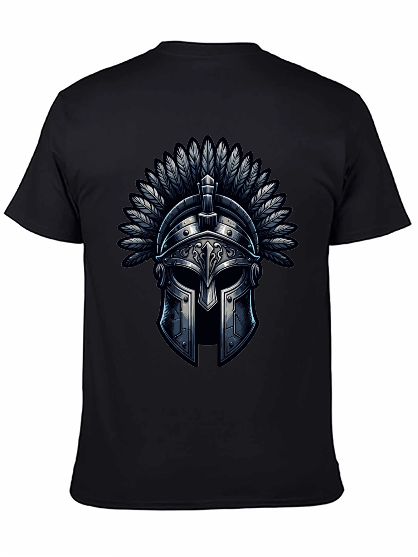 Warrior Helmet Graphic Tee - Black Cotton
