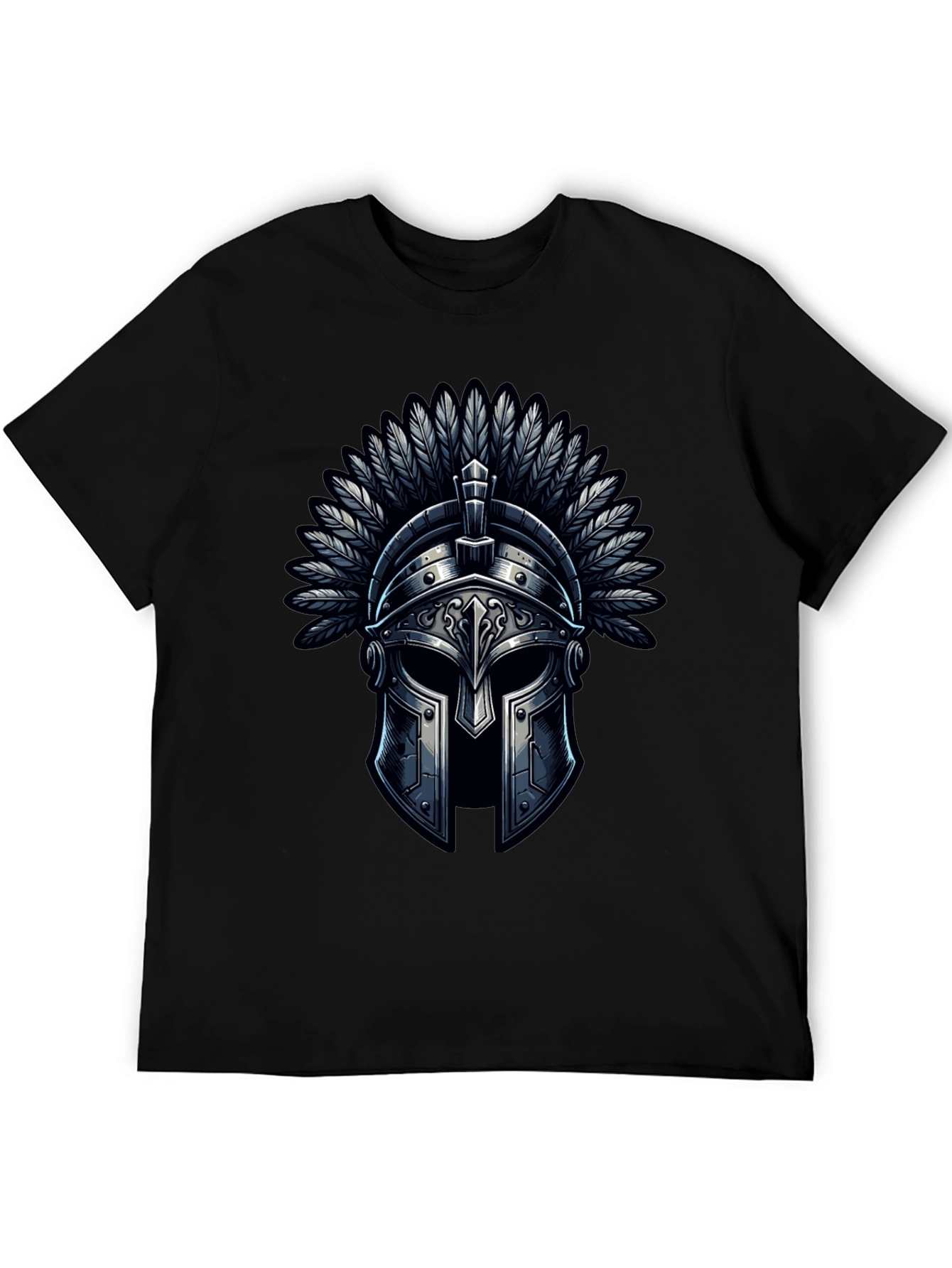 Warrior Helmet Graphic Tee - Black Cotton