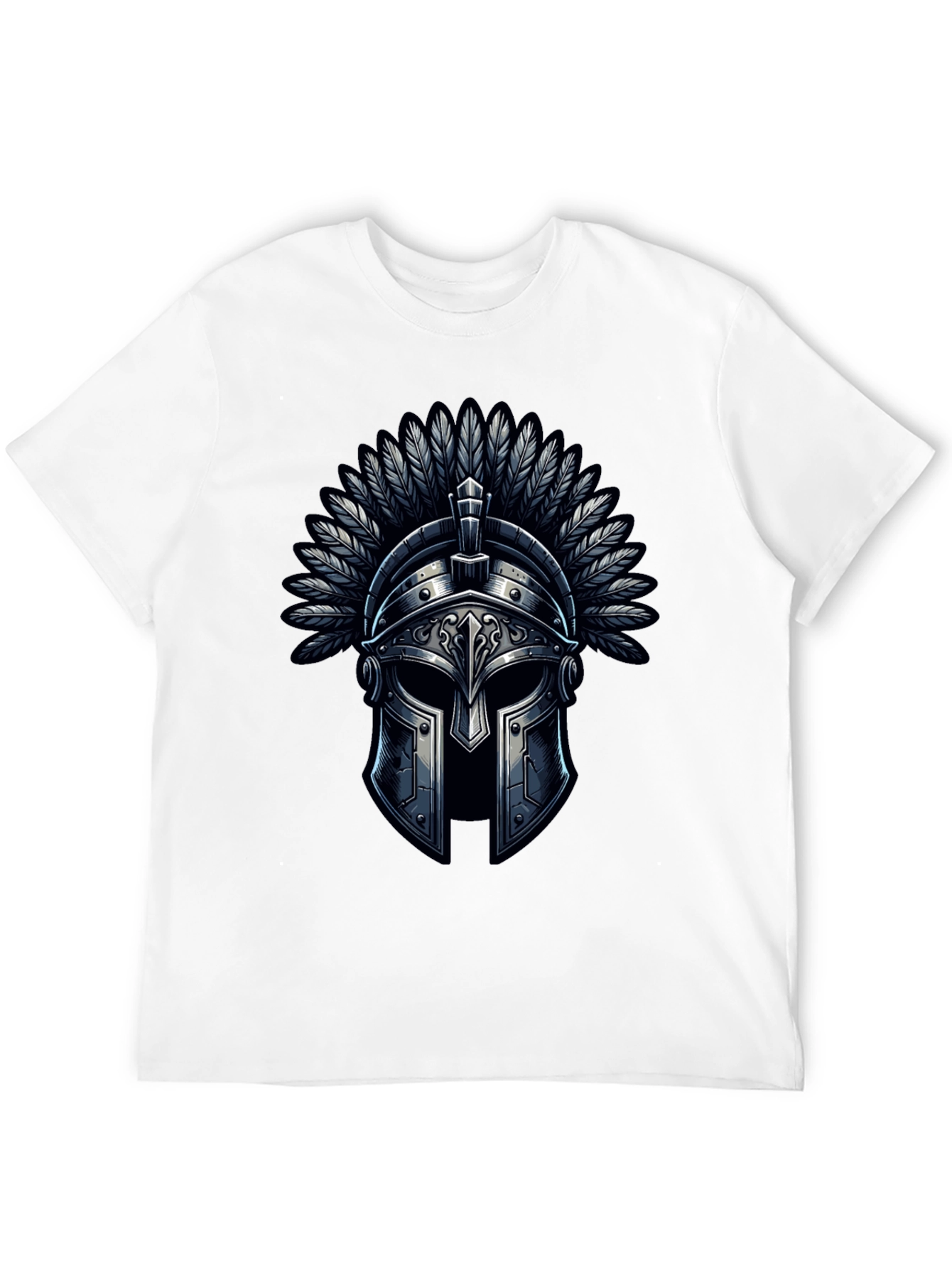 Warrior Helmet Graphic Tee - Black Cotton