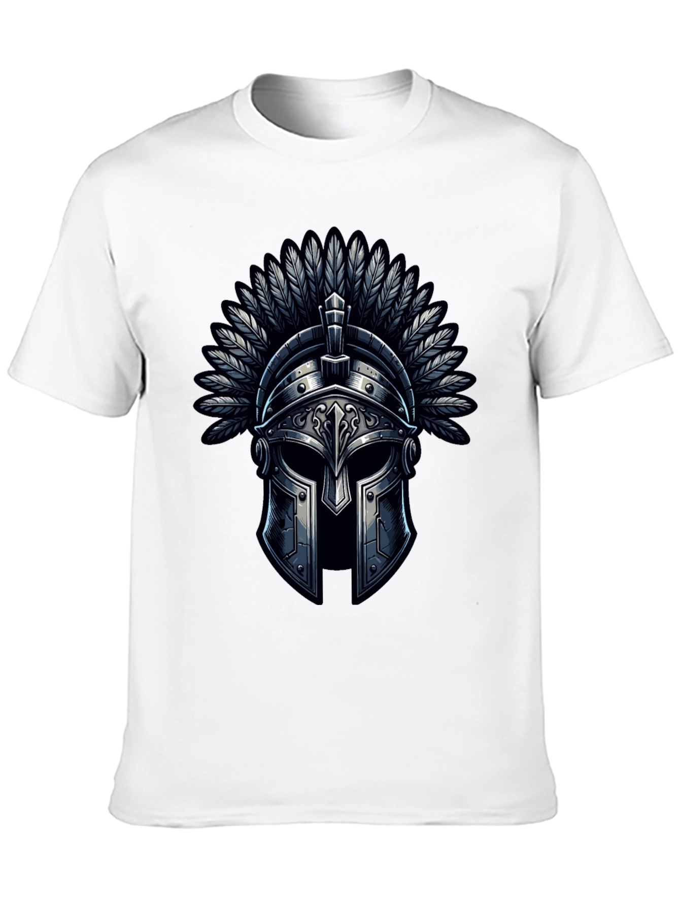 Warrior Helmet Graphic Tee - Black Cotton