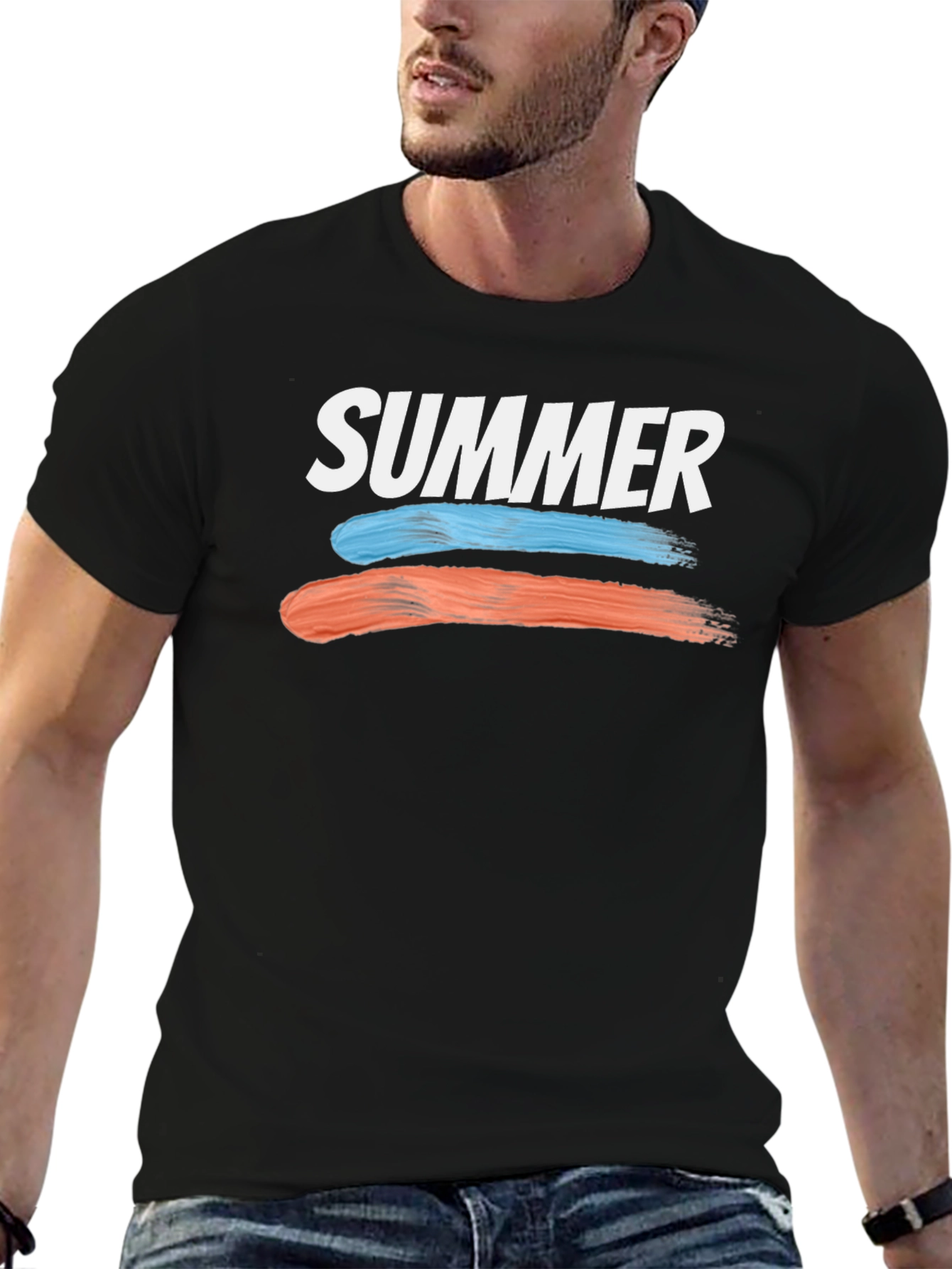 Summer T-Shirt with Brush Stroke Design