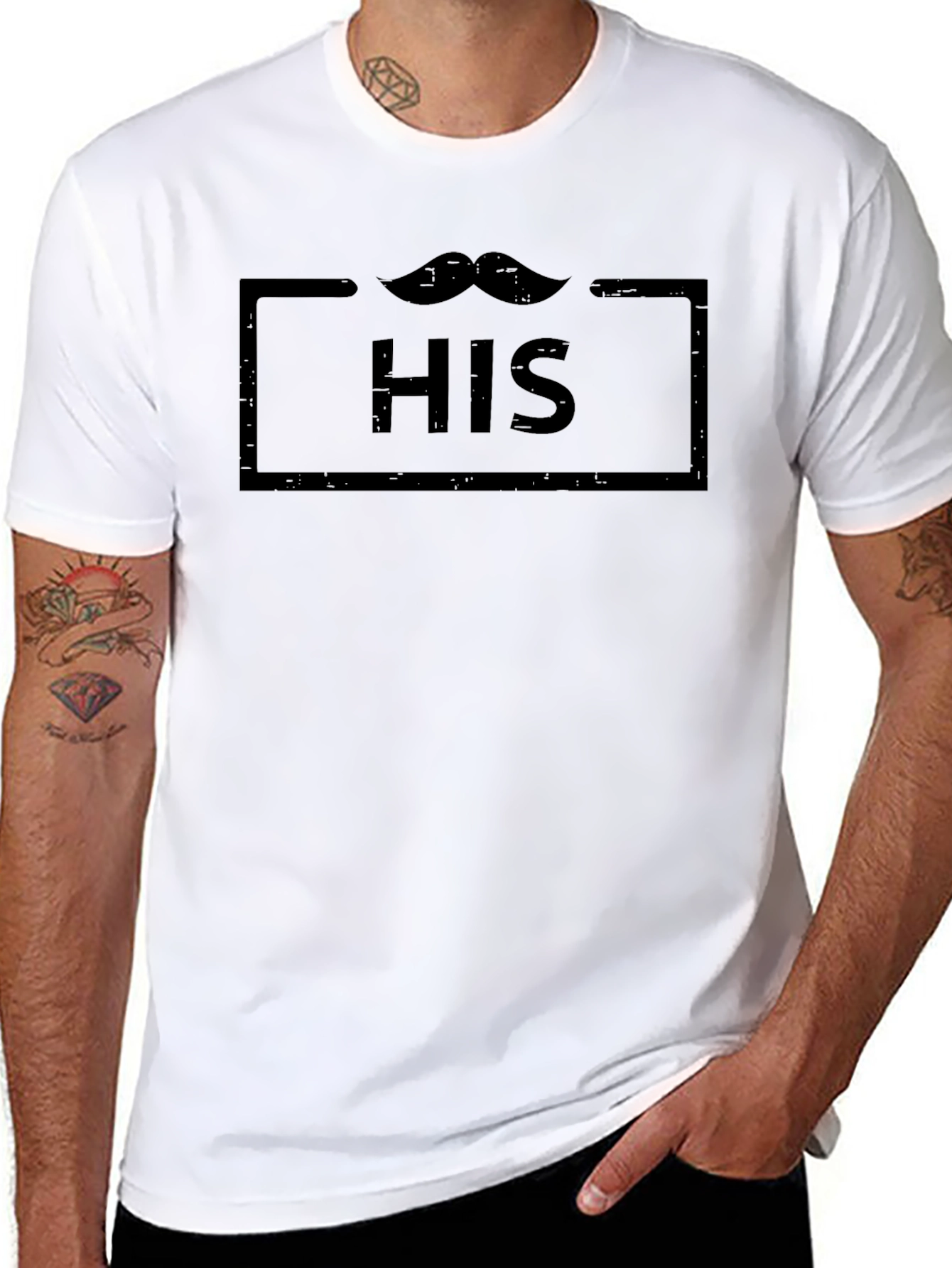Mens HIS Graphic Print Crew Neck T-Shirt