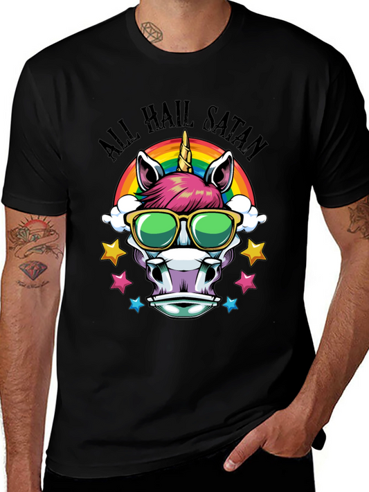 Unicorn All Hail Satan Graphic Tee