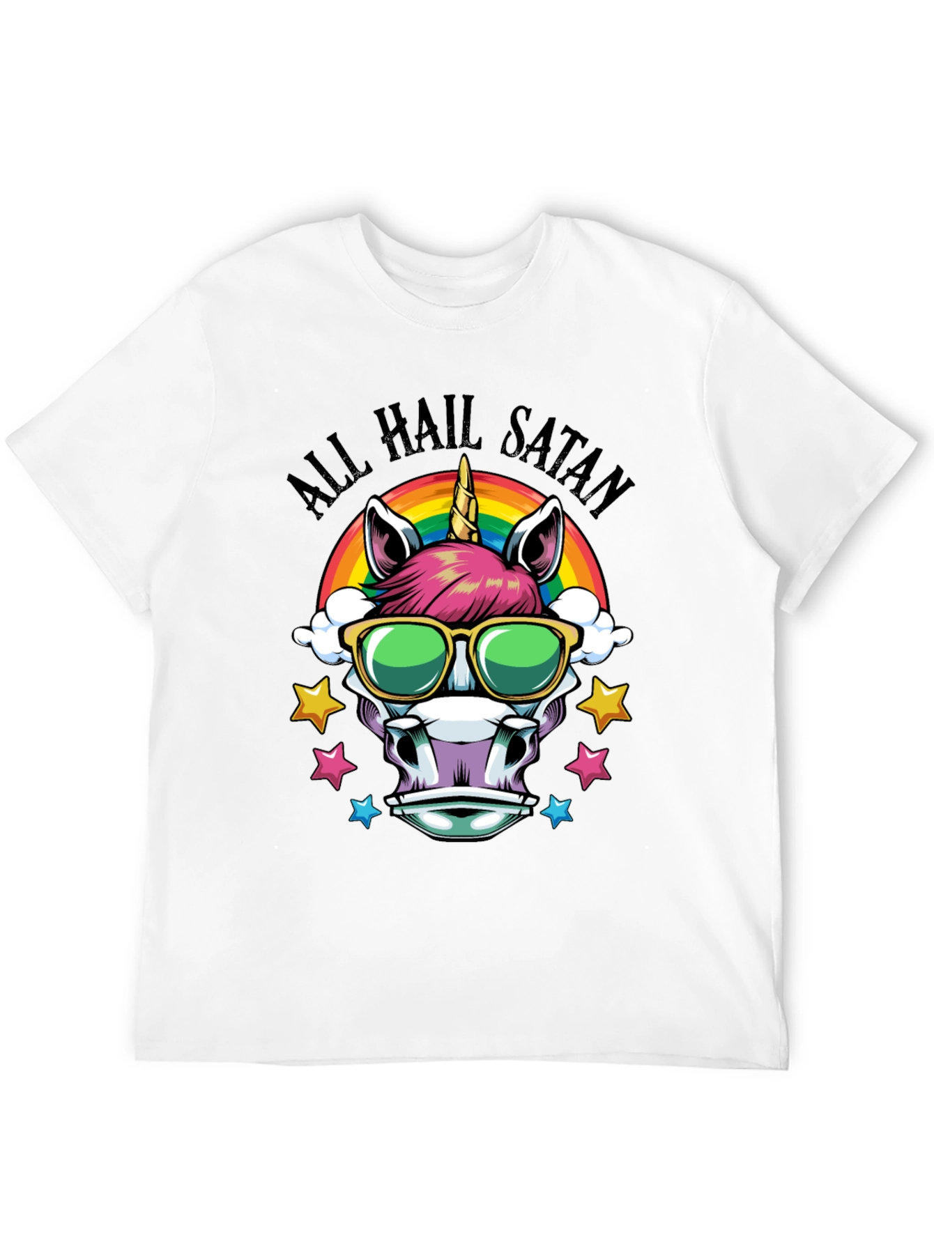 Unicorn All Hail Satan Graphic Tee