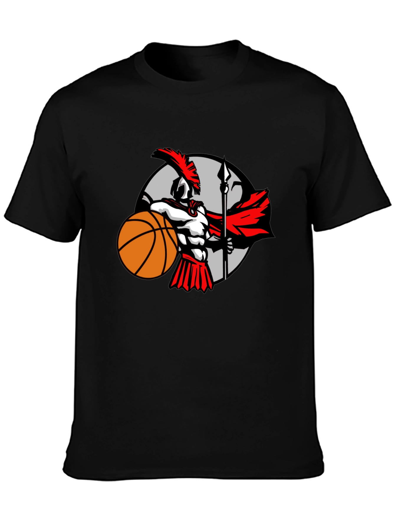 Spartan Warrior Basketball Graphic T-Shirt - Black