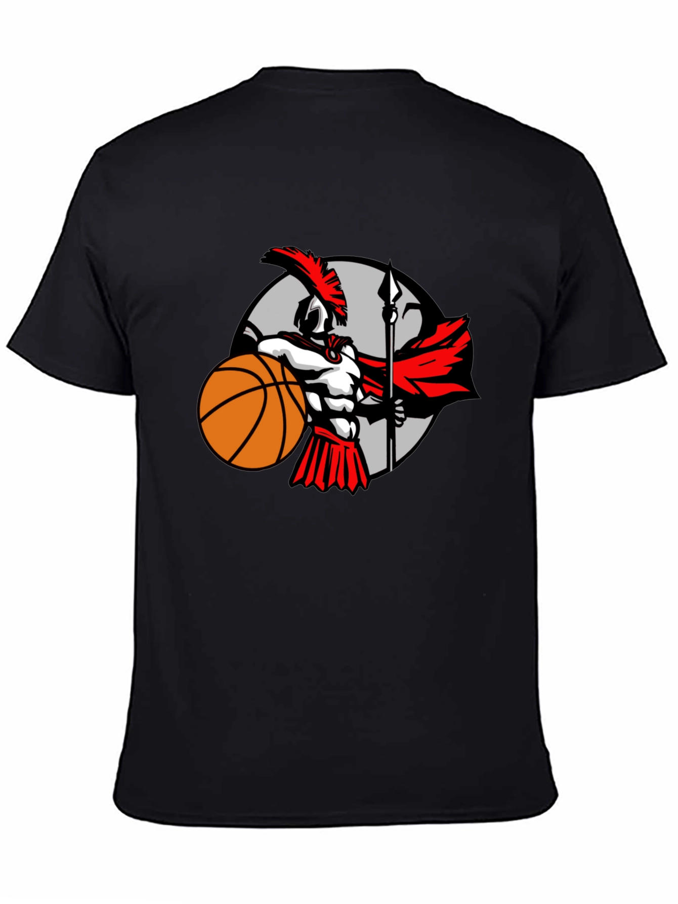 Spartan Warrior Basketball Graphic T-Shirt - Black