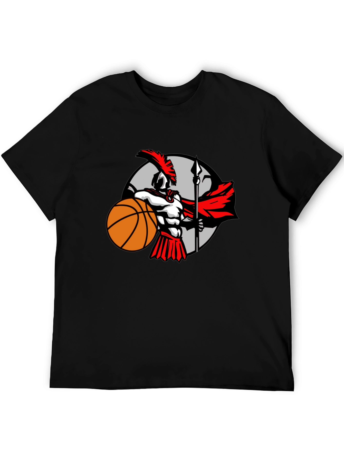 Spartan Warrior Basketball Graphic T-Shirt - Black