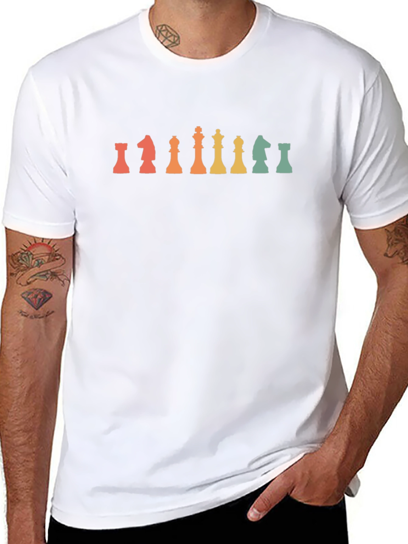 Retro Chess Piece Graphic Tee - Black