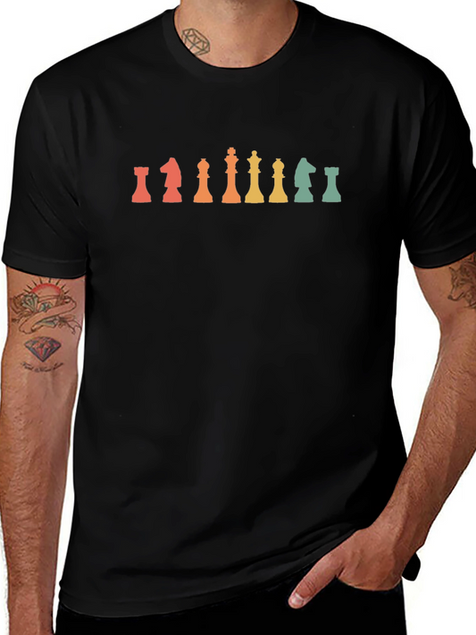 Retro Chess Piece Graphic Tee - Black
