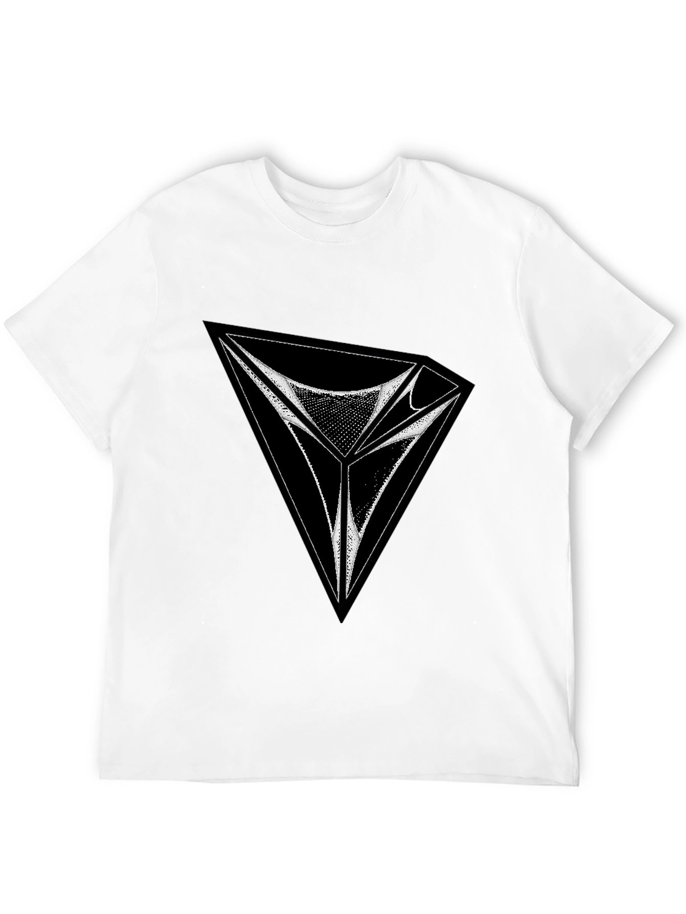 Geometric Triangle Graphic Tee - Modern Black T-Shirt