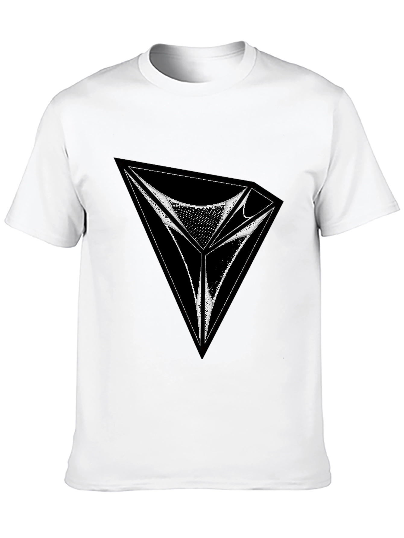 Geometric Triangle Graphic Tee - Modern Black T-Shirt