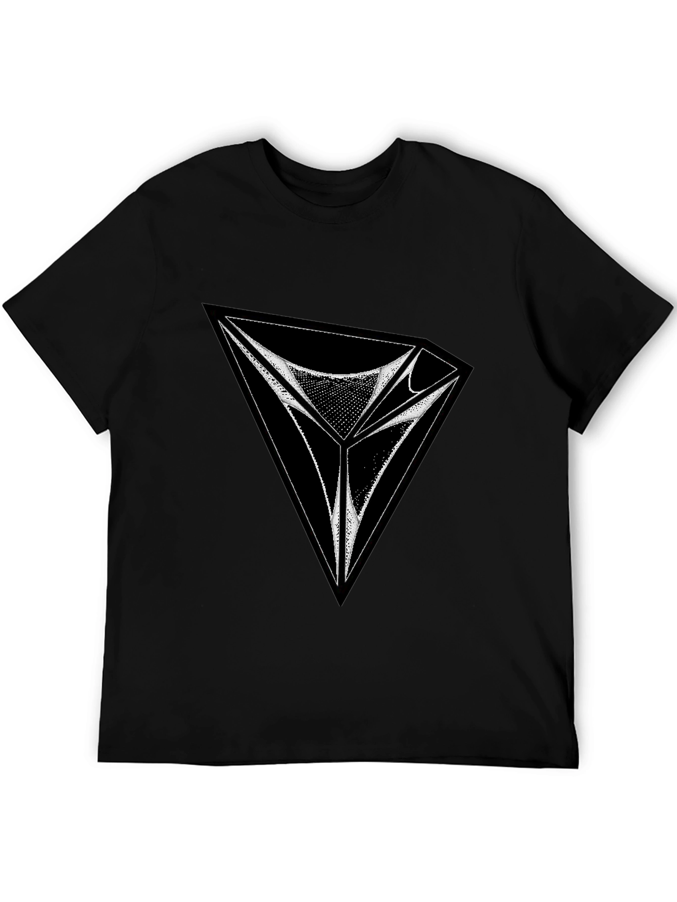Geometric Triangle Graphic Tee - Modern Black T-Shirt