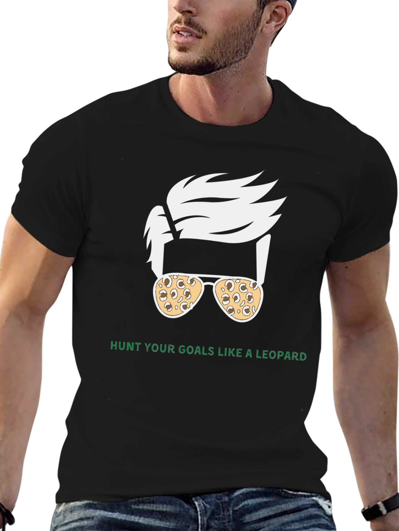 Hunt Your Goals Leopard Print Sunglasses T-Shirt